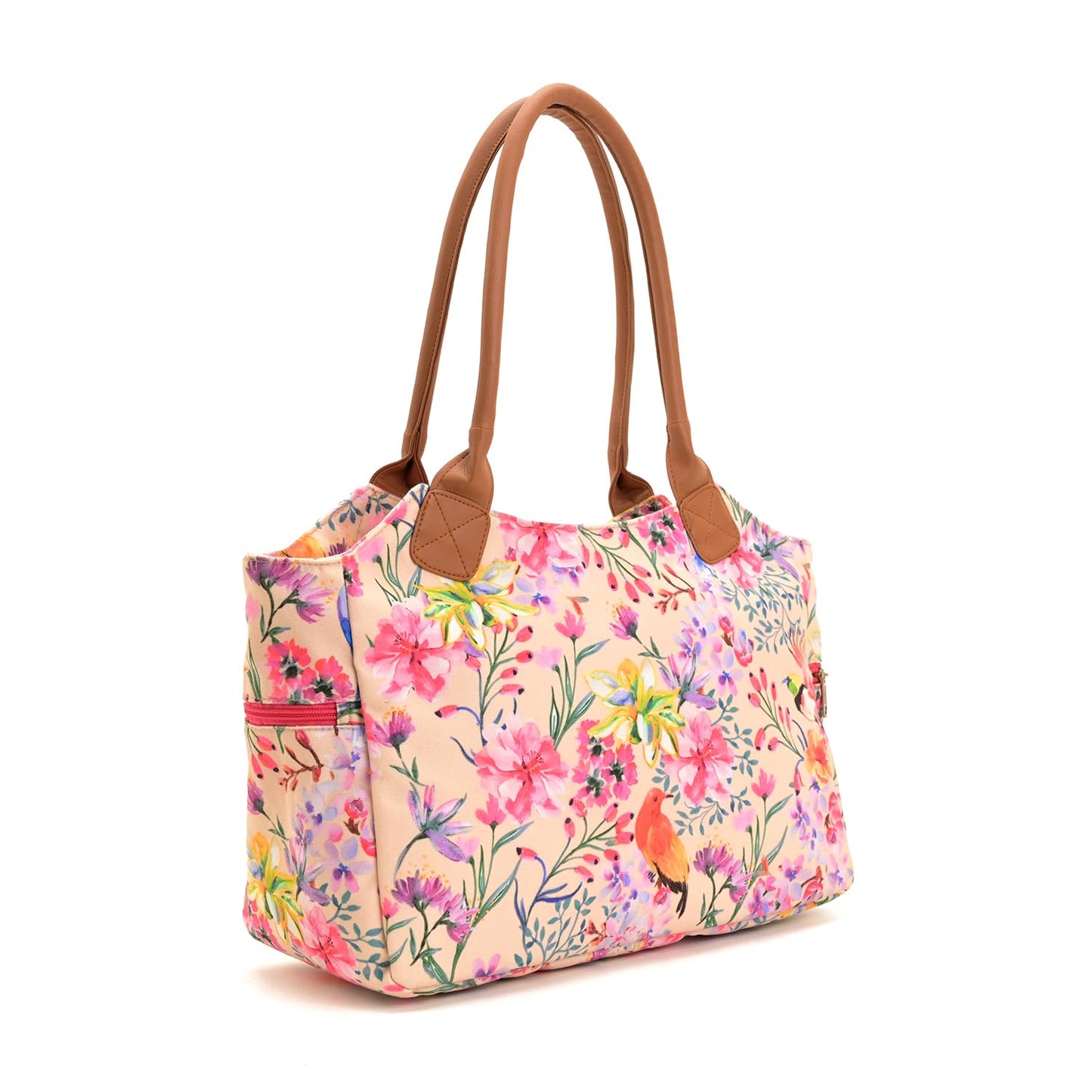 Boho Girl Summer Floral Printed Women's Top Handle Bag | Spacious Women's Handbag With Multiple Compartments & Shoulder Straps - Pack of 1 (Multi Colour)