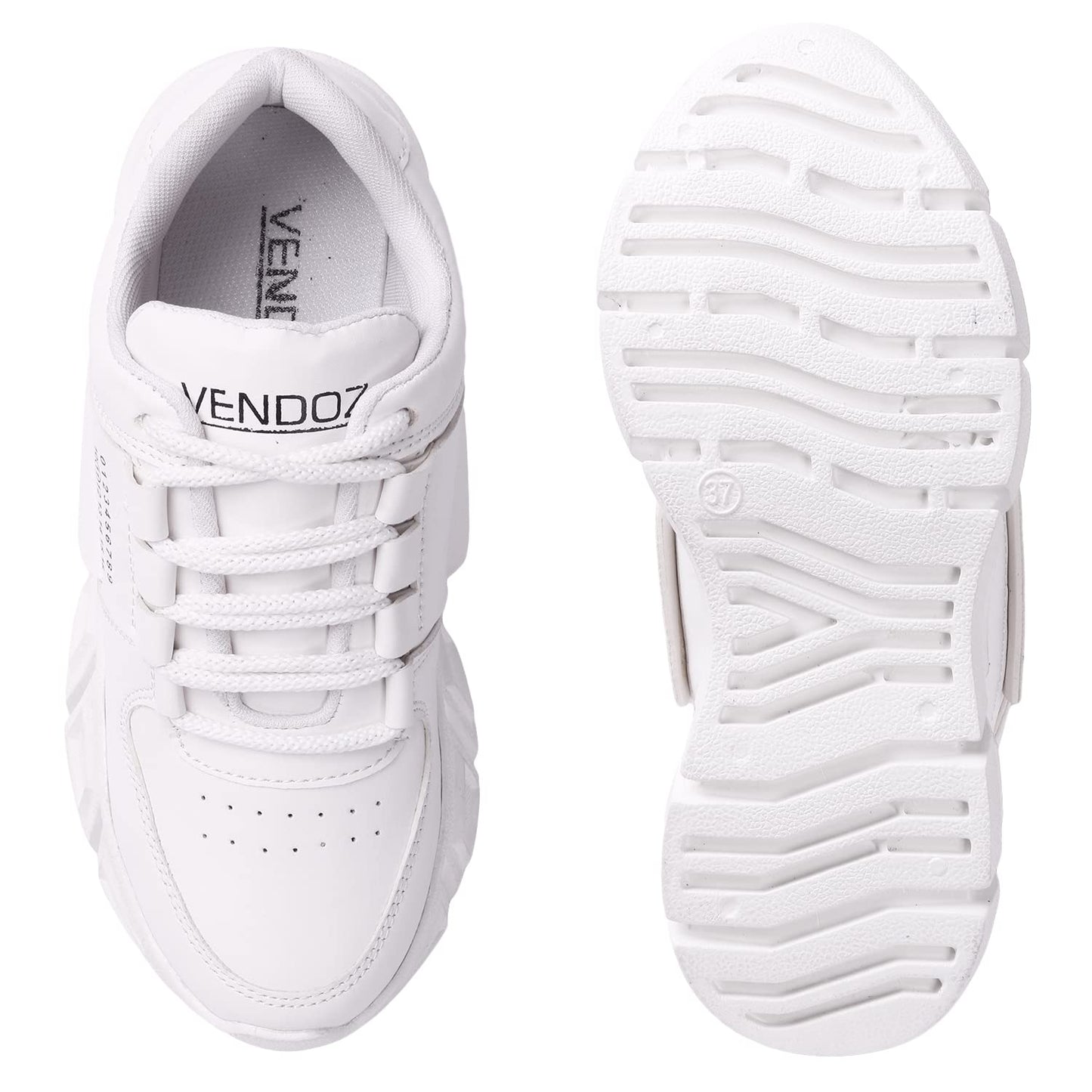 LENSBURY Women's Shoes for Walking Gym Training, Casual, Sports, Slip-On, Lightweight Lace up Athletics Slipon Running Sneaker for Ladies and Girls LBCNV6102WT-41 White