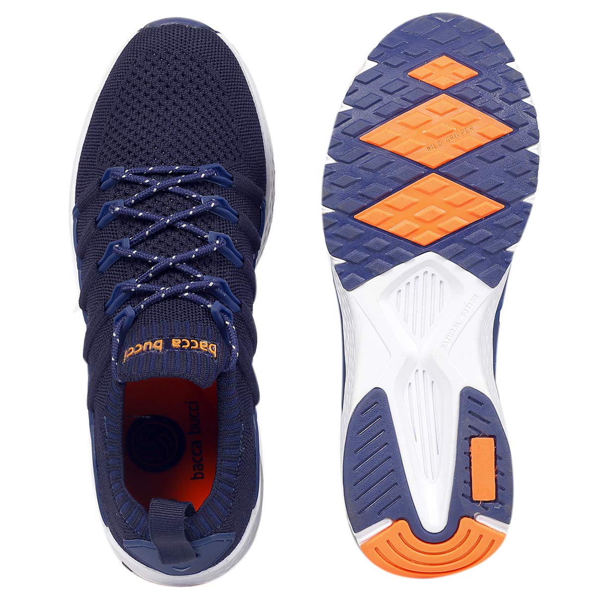 Bacca Bucci® Men's Stella Comfortable Running Shoes with Adaptive Smart Cushioning 5 in 1 Uni-Moulding Technology Professional Non Slip Sneakers - Blue, Size UK6