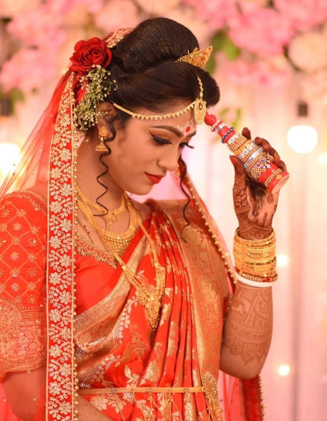 Navti Creations Women's Embroidered Net Dupatta (44652_Red_Free Size)