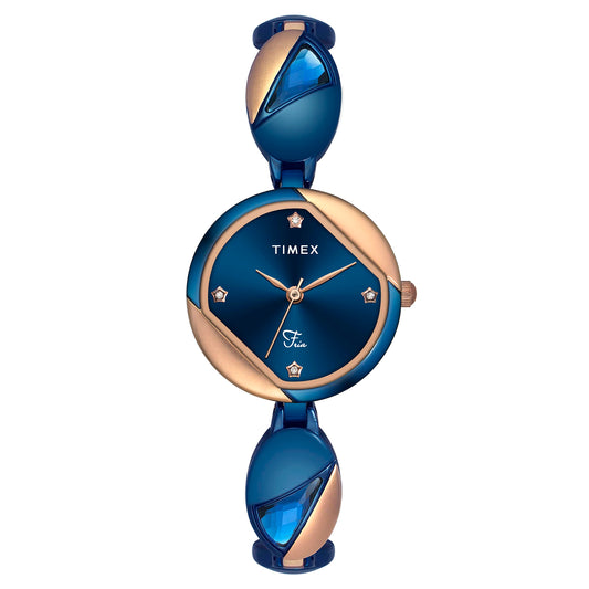 TIMEX Women Brass Analog Blue Dial Watch-Twel16304, Band Color-Multicolor