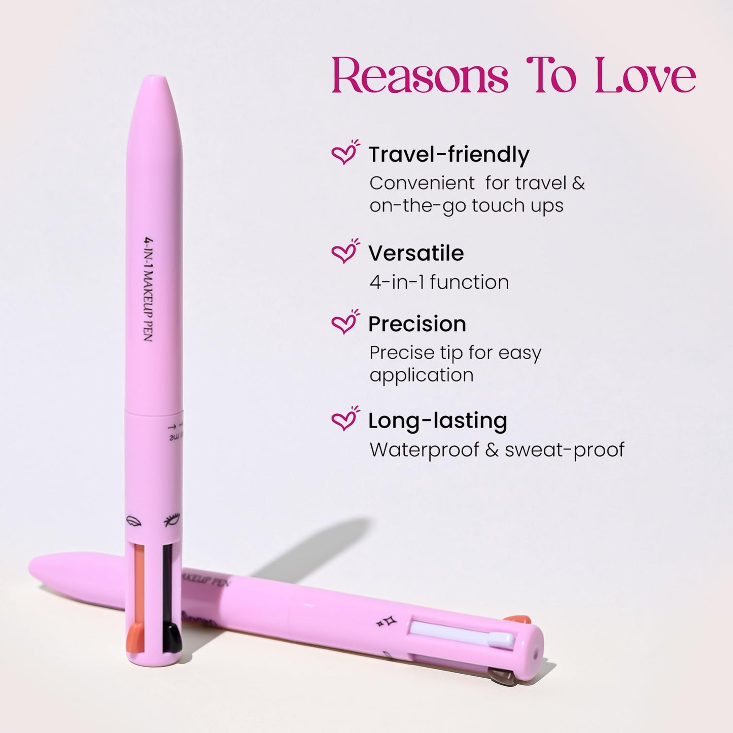 Milagro Beauty 4-In-1 Makeup Pen, Smudgeproof & Waterproof Eyeliner, Lip Liner, Highlighter & Eyebrow Pencil With Rich Color Payoff, 24-Hour Long Stay