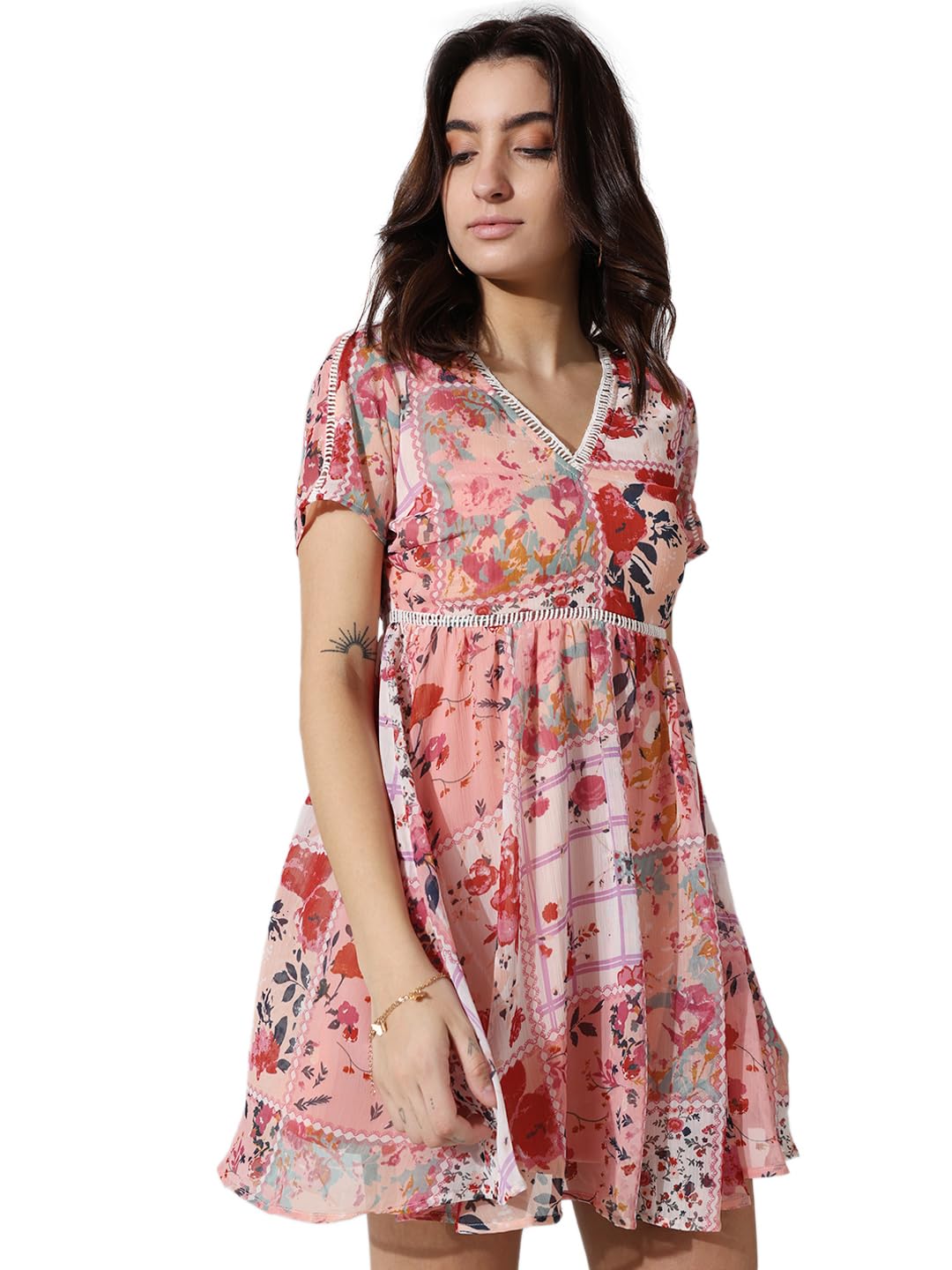 ONLY Women's Polyester A-Line Mini Dress (15335435-Cloud Dancer_Cloud