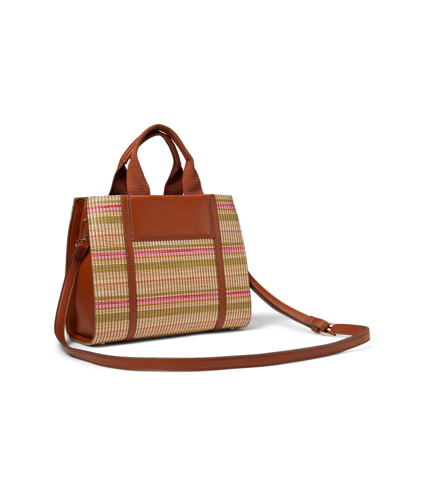 Anne Klein Texturized Canvas Mini Tote, Stripe Multi/Saddle, Stripe Multi / Saddle, One Size