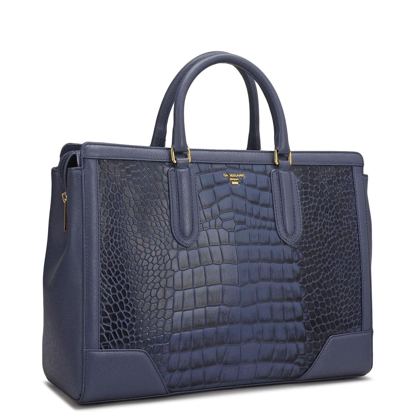 Da Milano Leather Satchel Bag for Women - Blue