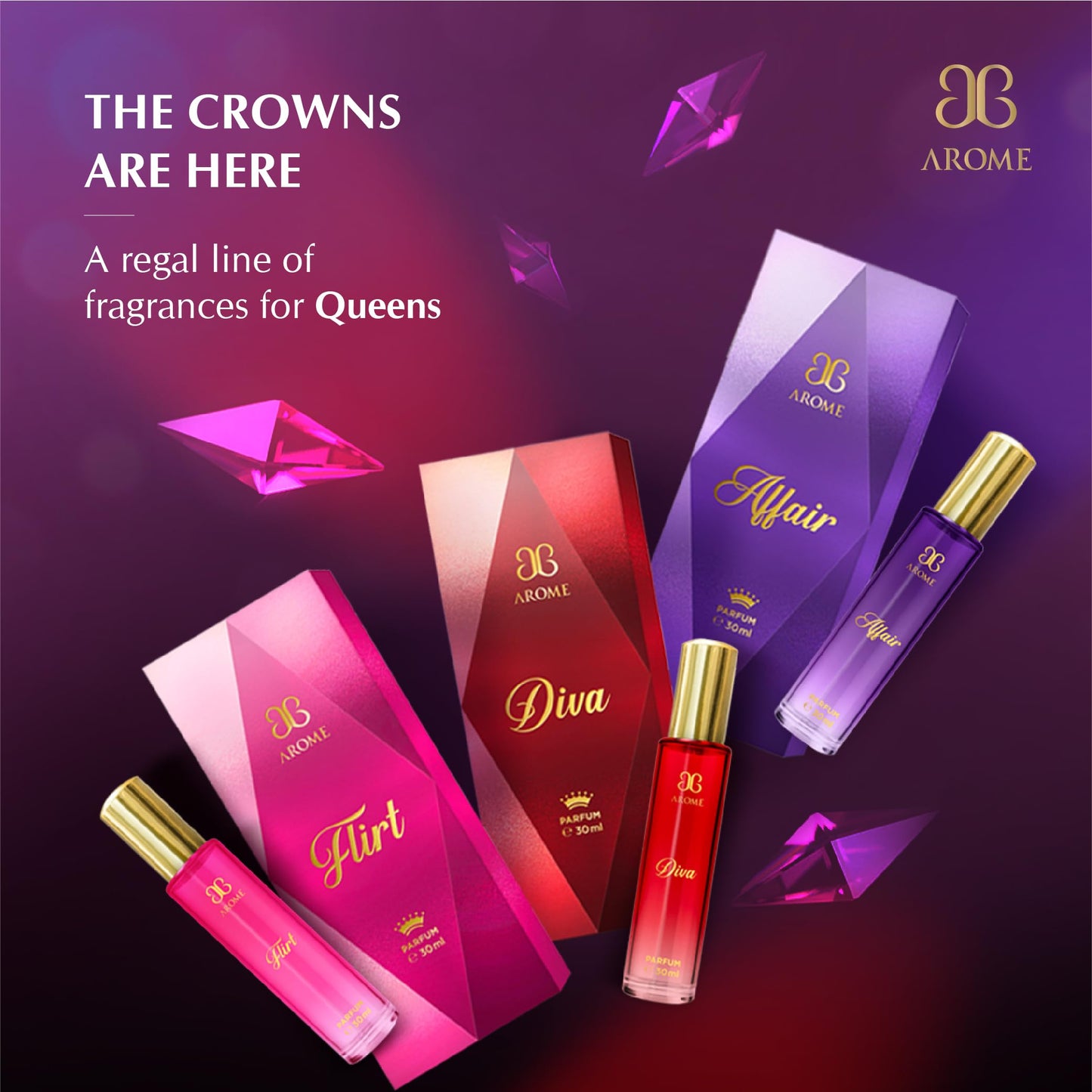 Arome FLIRT Long Lasting Perfume For Women | Best Scent for Gifting | CROWN EDITION | 30 ml | Premium Eau De Parfum | Every Day Wear Fragrance
