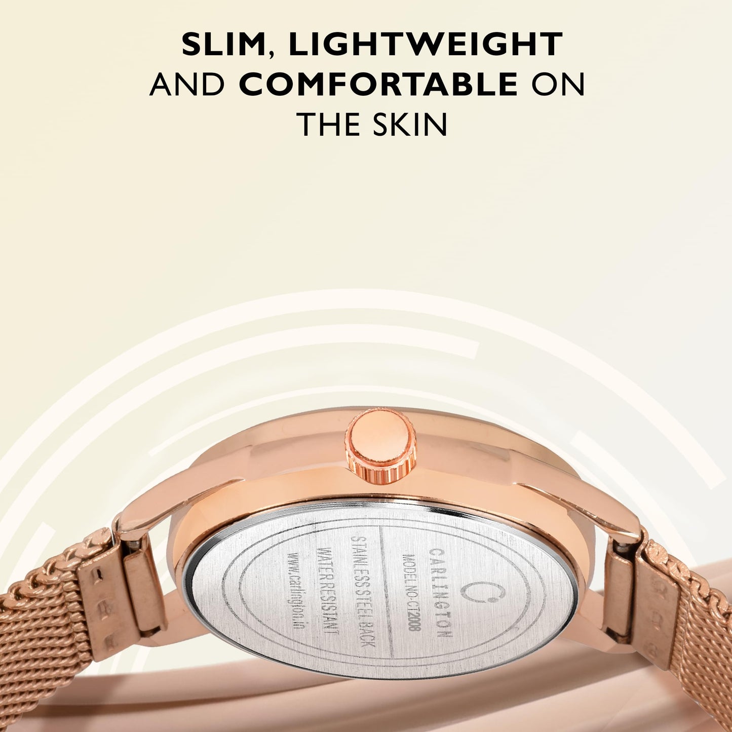 Carlington Womens Analog Ladies Wrist Watch With Mesh Strap-Ct 2008 Rose Gold