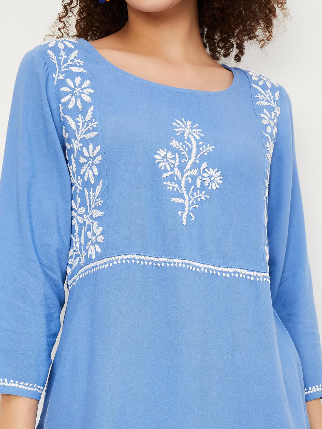 Max Women's Rayon Straight Shirt (SKGU32061BLUE_Blue