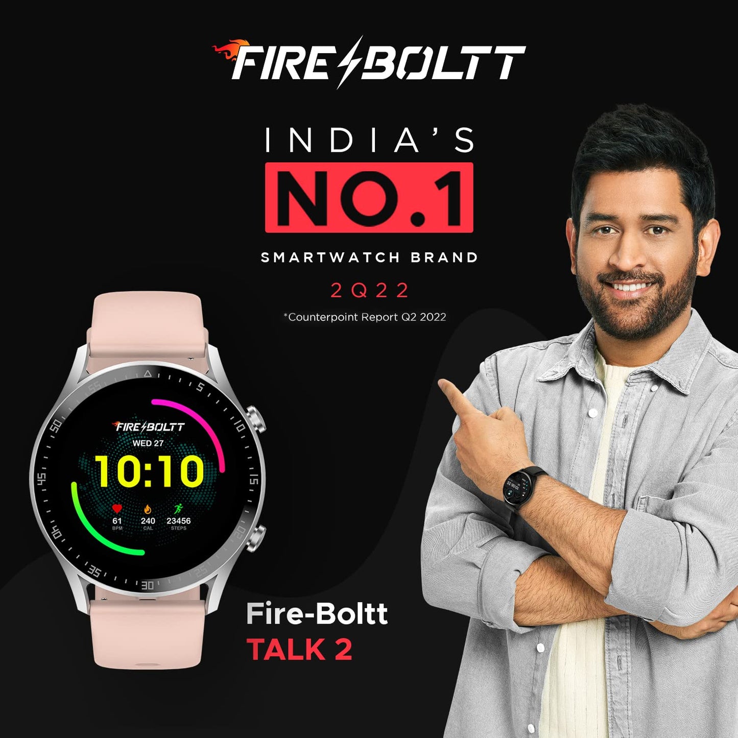 Fire-Boltt Talk 2 Pro Bluetooth Calling Smartwatch, 1.39" TFT Display with Dual Button, Hands On Voice Assistance, 120 Sports Modes, in Built Mic & Speaker (Talk 2, Pink)