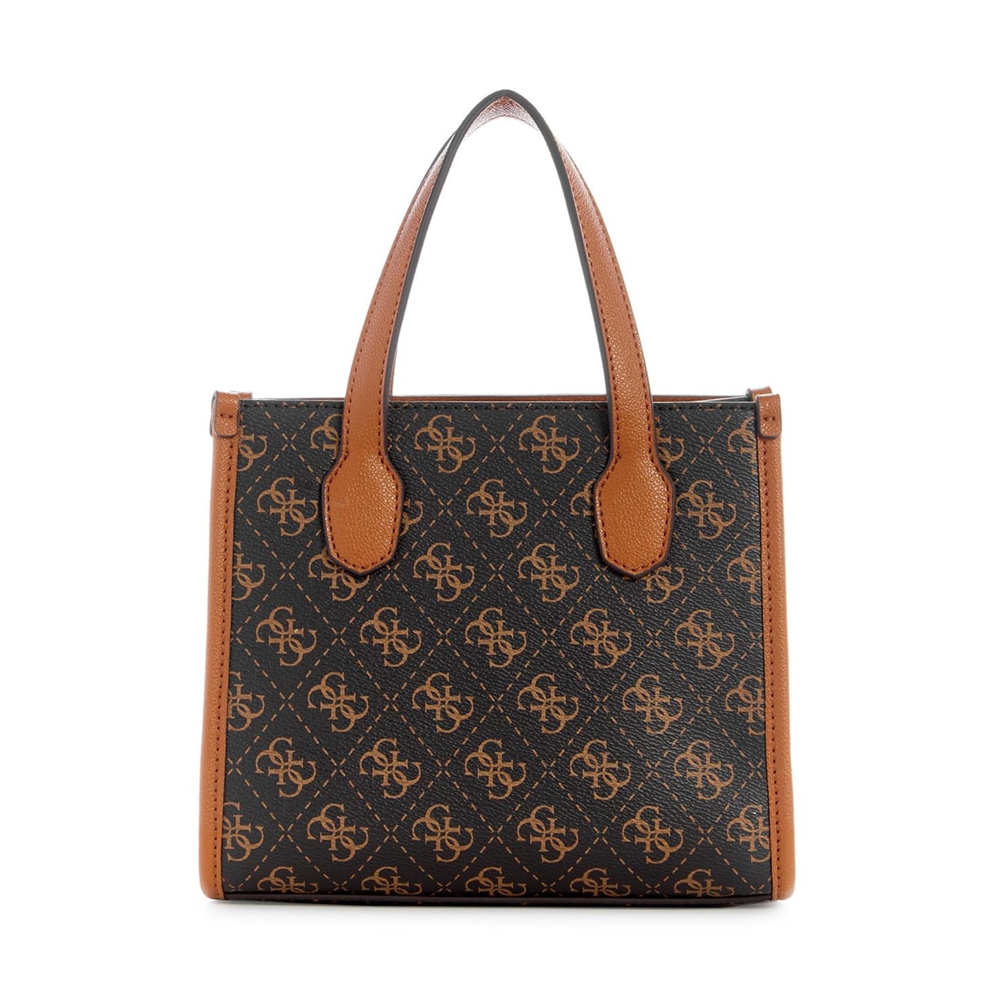 GUESS Brown Logo Cognac Printed Silvana Tote Bag