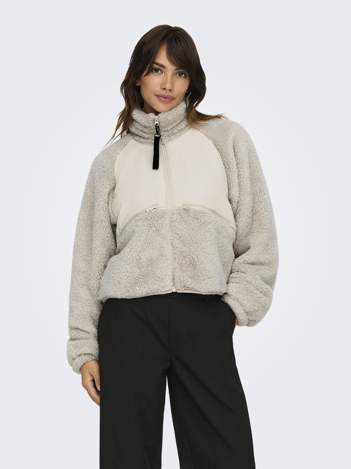 ONLY Women's Solid Loose Fit Beige Jacket