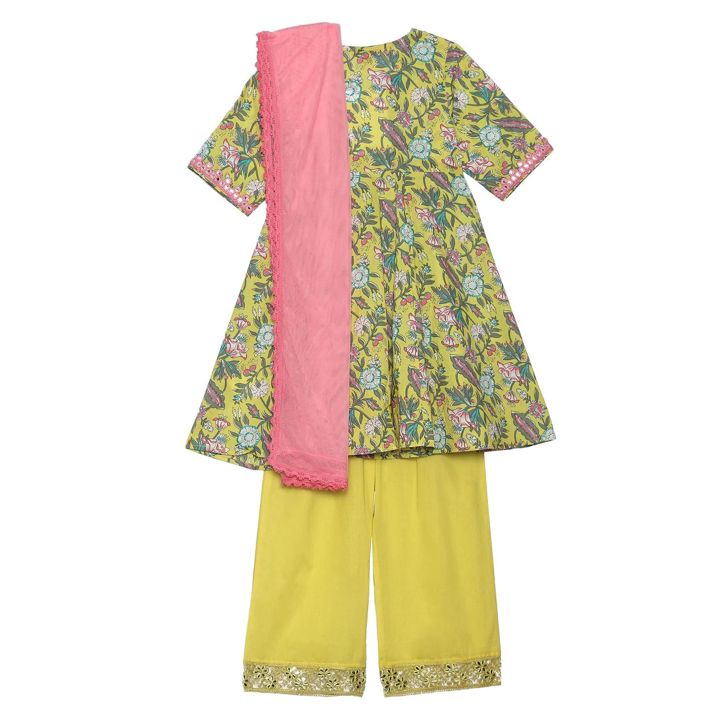 BIBA Girls PRINTED FLARED KID(KWPLAY TALES5867_YELLOW_5)