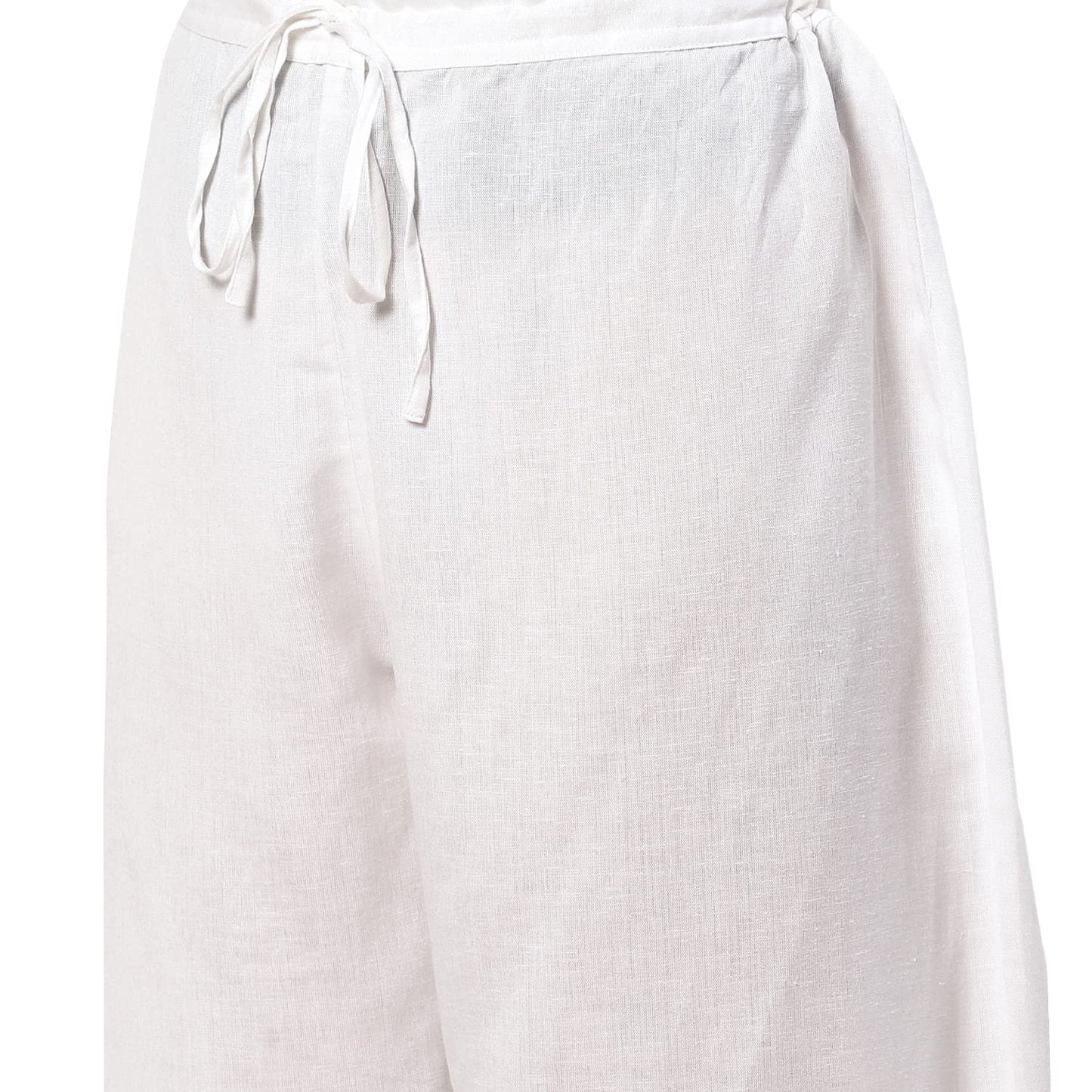 BIBA Women Solid Mix and Match Regular Fit Palazzo (Chantill19835_White_M), Mid Rise