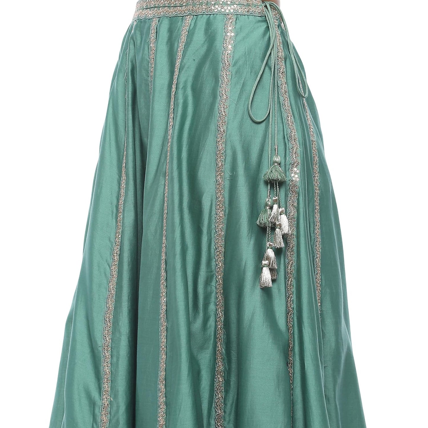 Biba Women's Chanderi Silk Lehenga Set (SKDHVYOCWR10609AW24SEGRN_Sea Green_38)