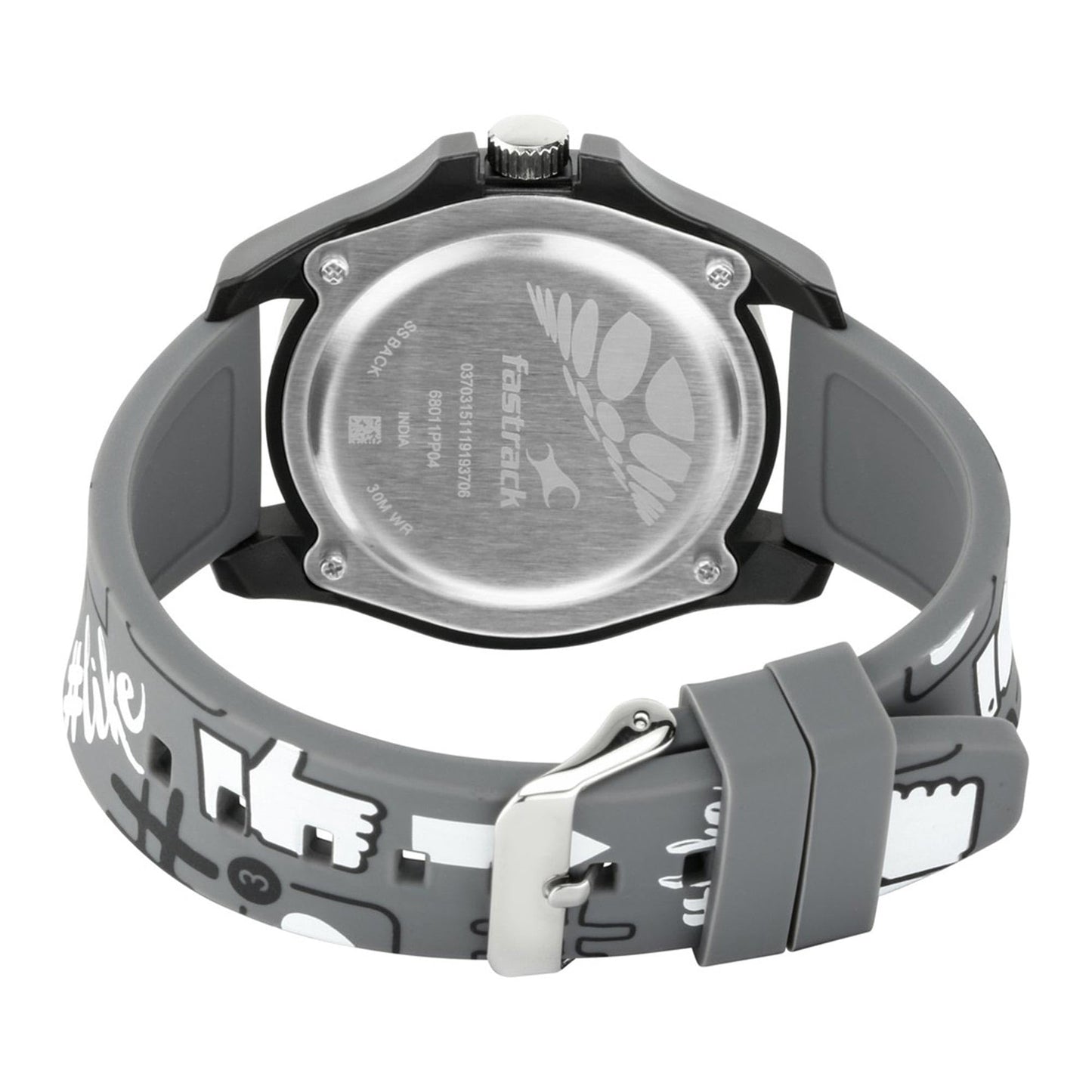 Fastrack Hashtag Quartz Analog White Dial Silicone Strap Unisex Watch-NR68011PP04