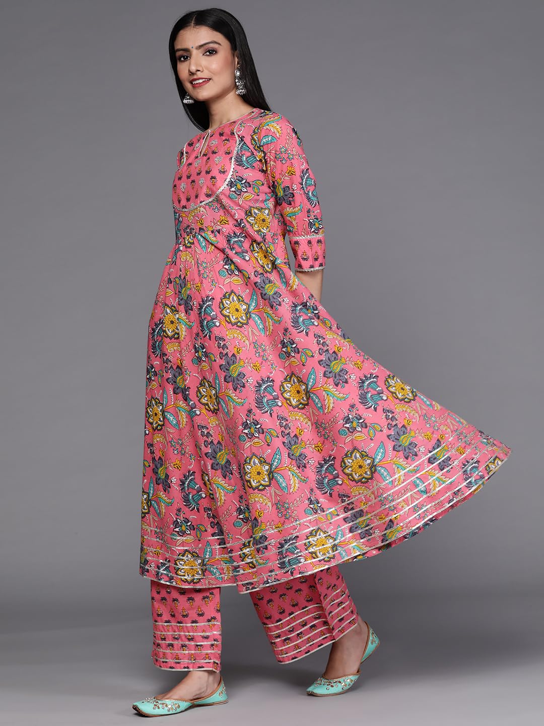 Libas Women's Cotton Kurta Sets (33124O_Pink_L)