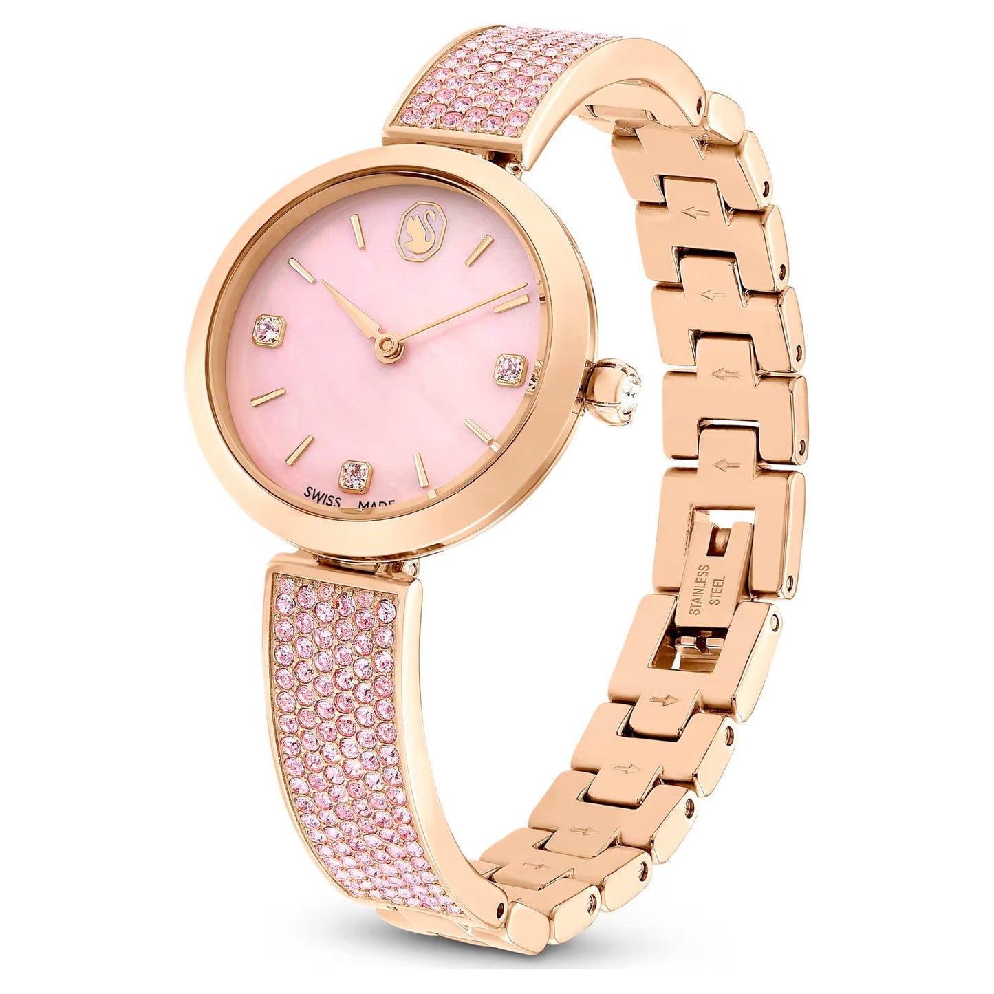 Swarovski Illumina Watch Swiss Made, Crystal Bracelet, Pink, Rose Gold-Tone Finish 5678756