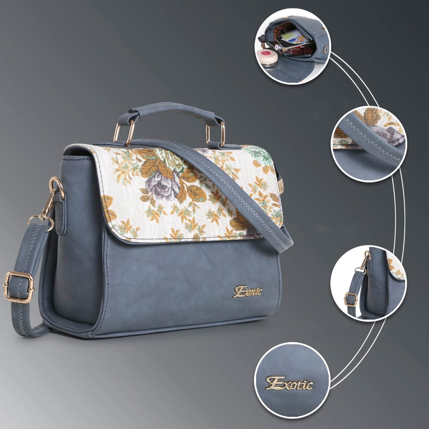 EXOTIC DualtoneSling Bag for Girls/Women (Grey)