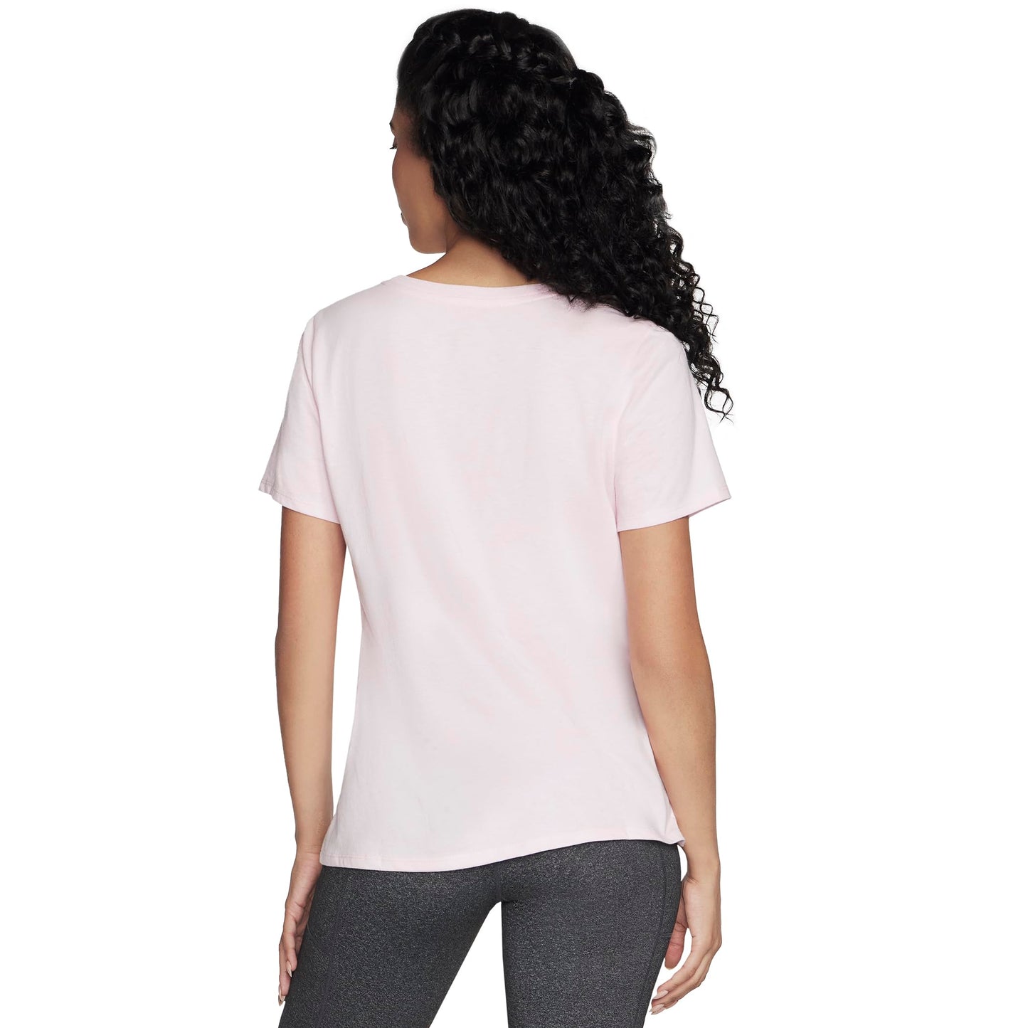 Skechers Womens Metallic Logo T-Shirt Pink Silver T-Shirts