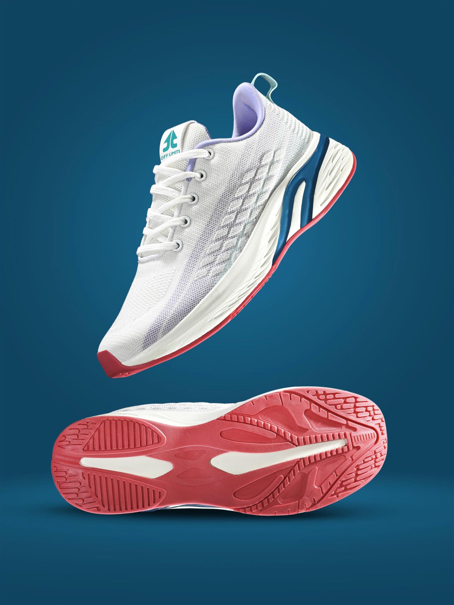 OFF LIMITS Women PALOMA Running Shoes, Off White/Purple/Aqua, UK 4