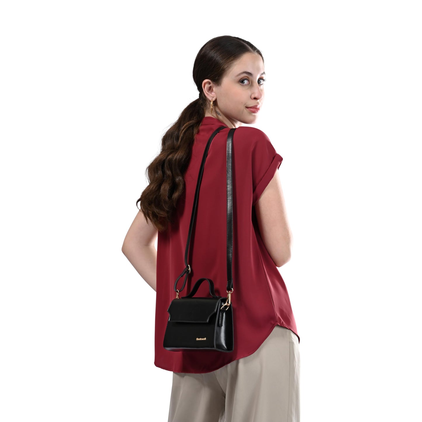 Fastrack Mini Glam Structured Sling | Faux-Leather Women's Handbags | Sling for Casual Carry