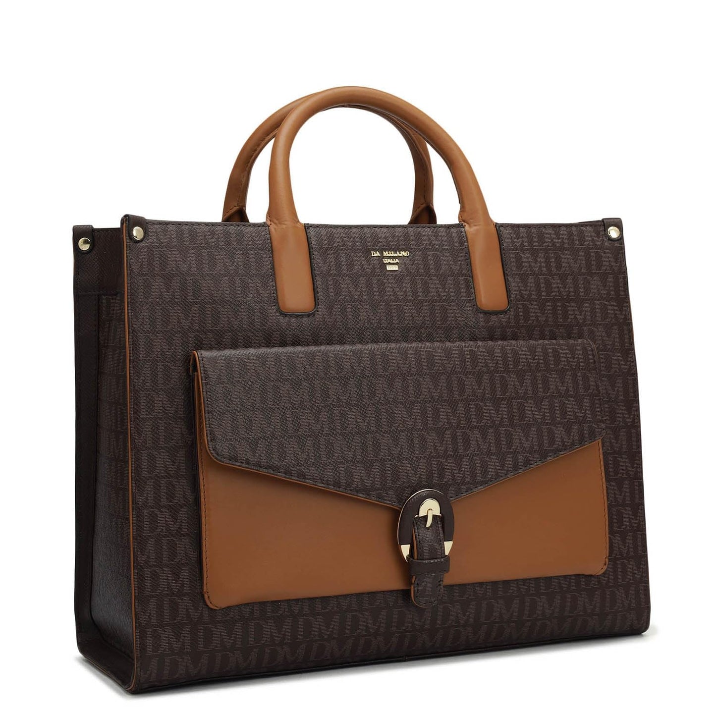 Da Milano Leather Satchel Bag for Women - Brown