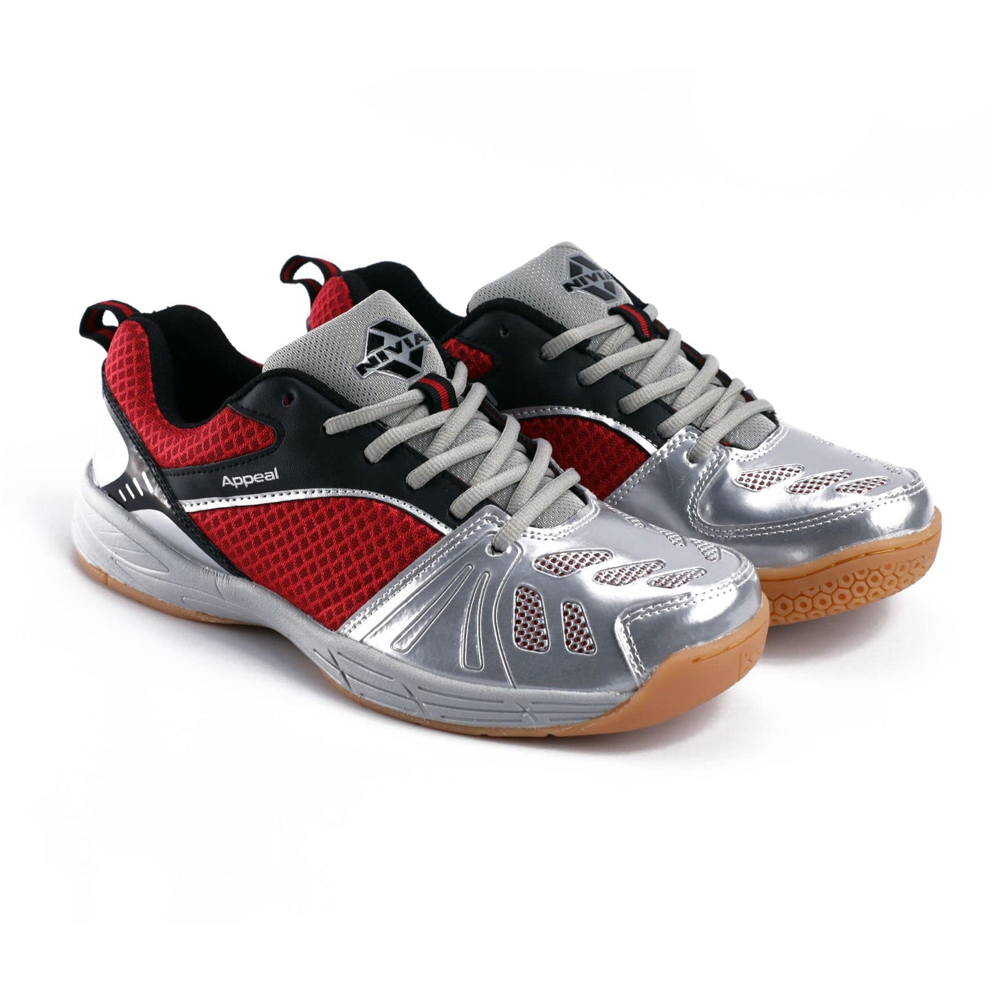 Nivia Appeal Badminton Shoes for Mens|Non-Marking Round Sole with Breathable mesh with PU Coated Synthetic Upper for Sports, Badminton, Volleyball, Squash, Table Tennis (Maroon/SIL), 10