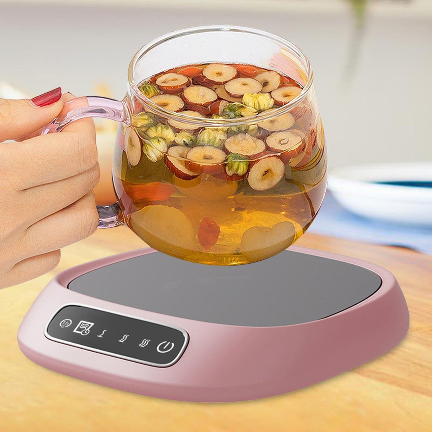 UJEAVETTE Coffee Mug Warmer Smart Beverage Cup Warmer for Milk Tea Water Hot Chocolate Pink
