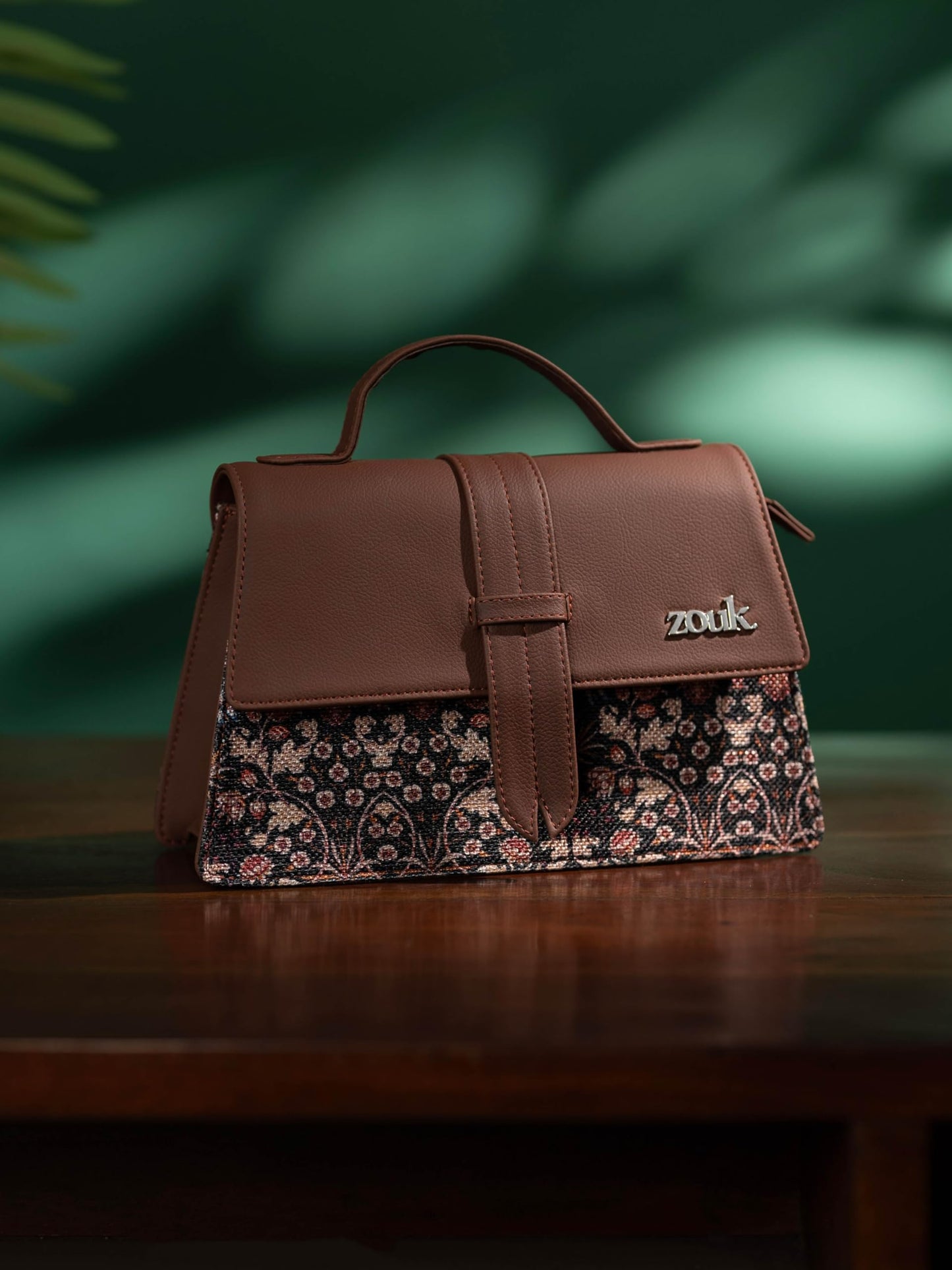 ZOUK Kriti Sanon Iconic Evening Satchel for Women | Flap Closure Handbag | Sling & Shoulder Bag | Satchel Bag for Party, Office & Everyday Use | Kashmir Blooms