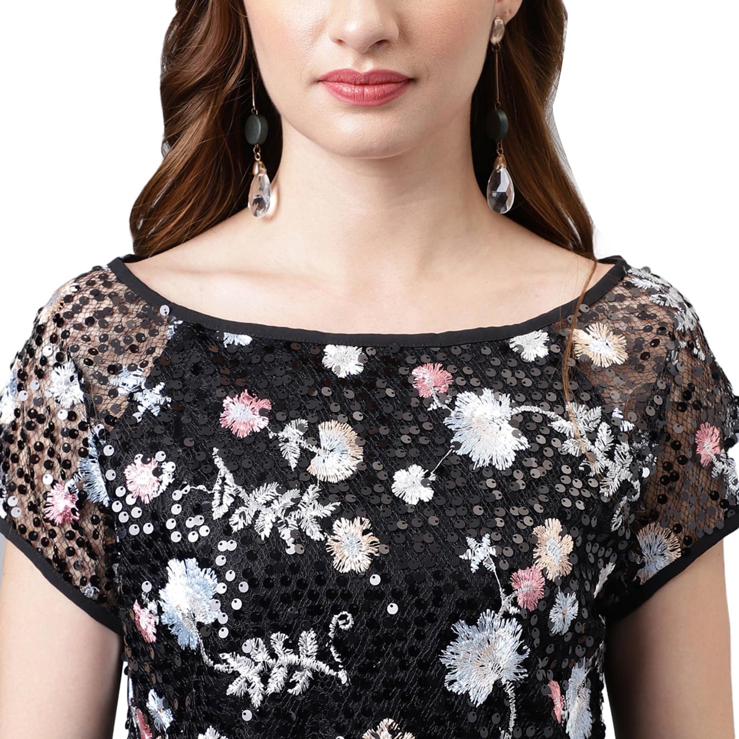 Latin Quarters Women's Black Cap Sleeve Solid Blouse_L