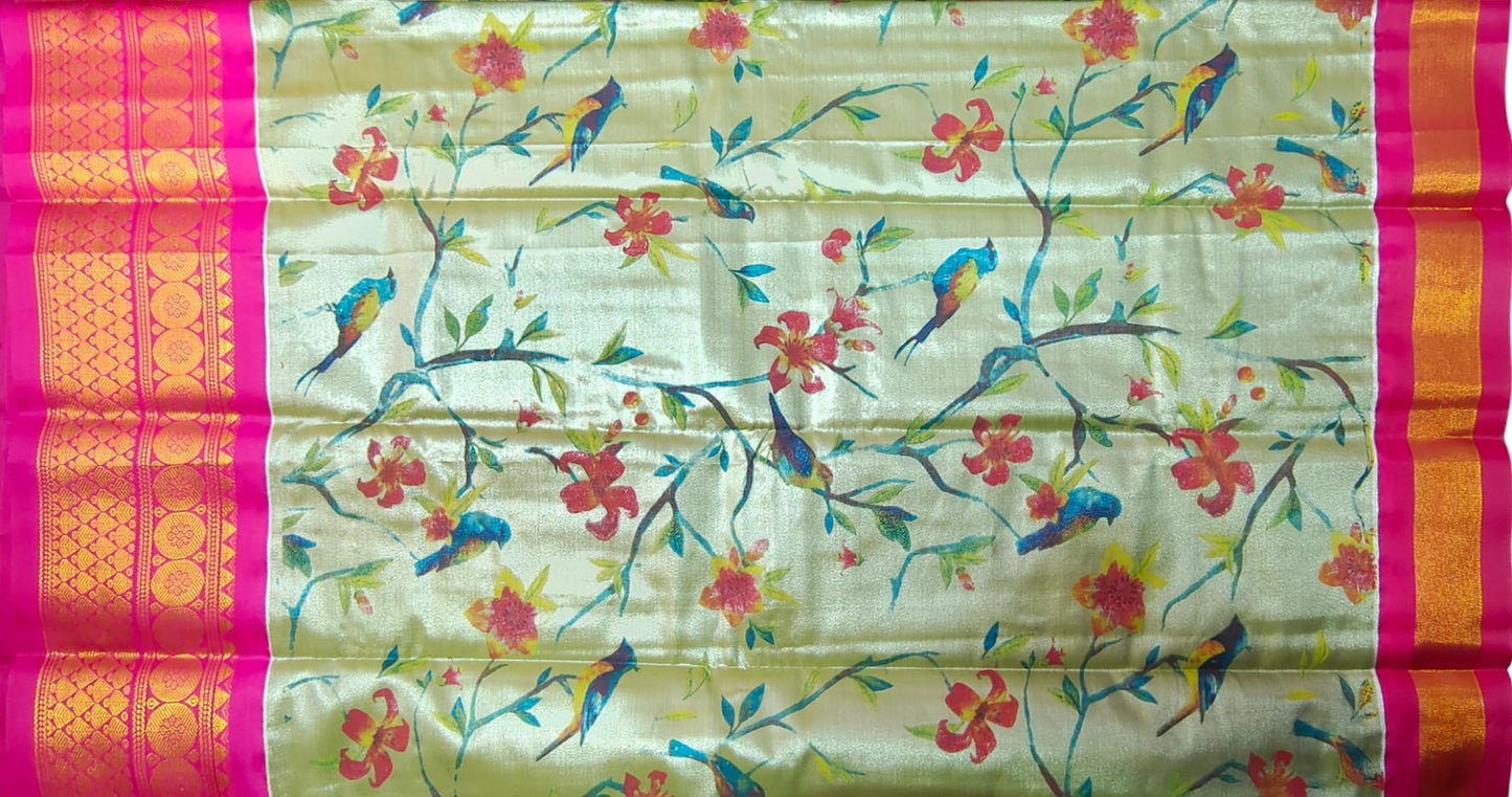 VFCollections Women's Kalamkari Kanchipuram Silk Pattu Sarees With Blouse (Vfc498-7), Multi