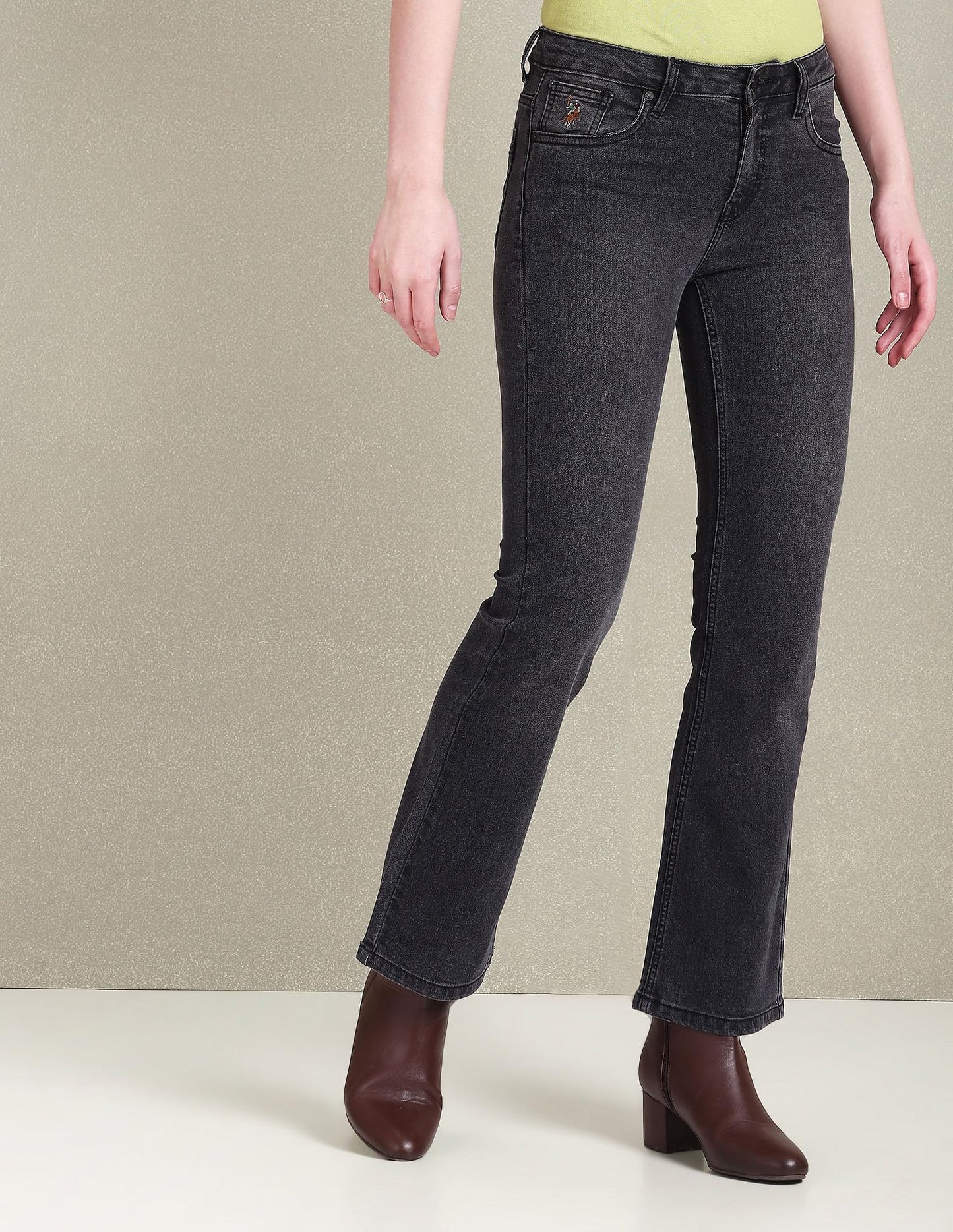 U.S. POLO ASSN. Women's Mid Rise Bootcut Jeans (UWSS23JN027_Black_32)