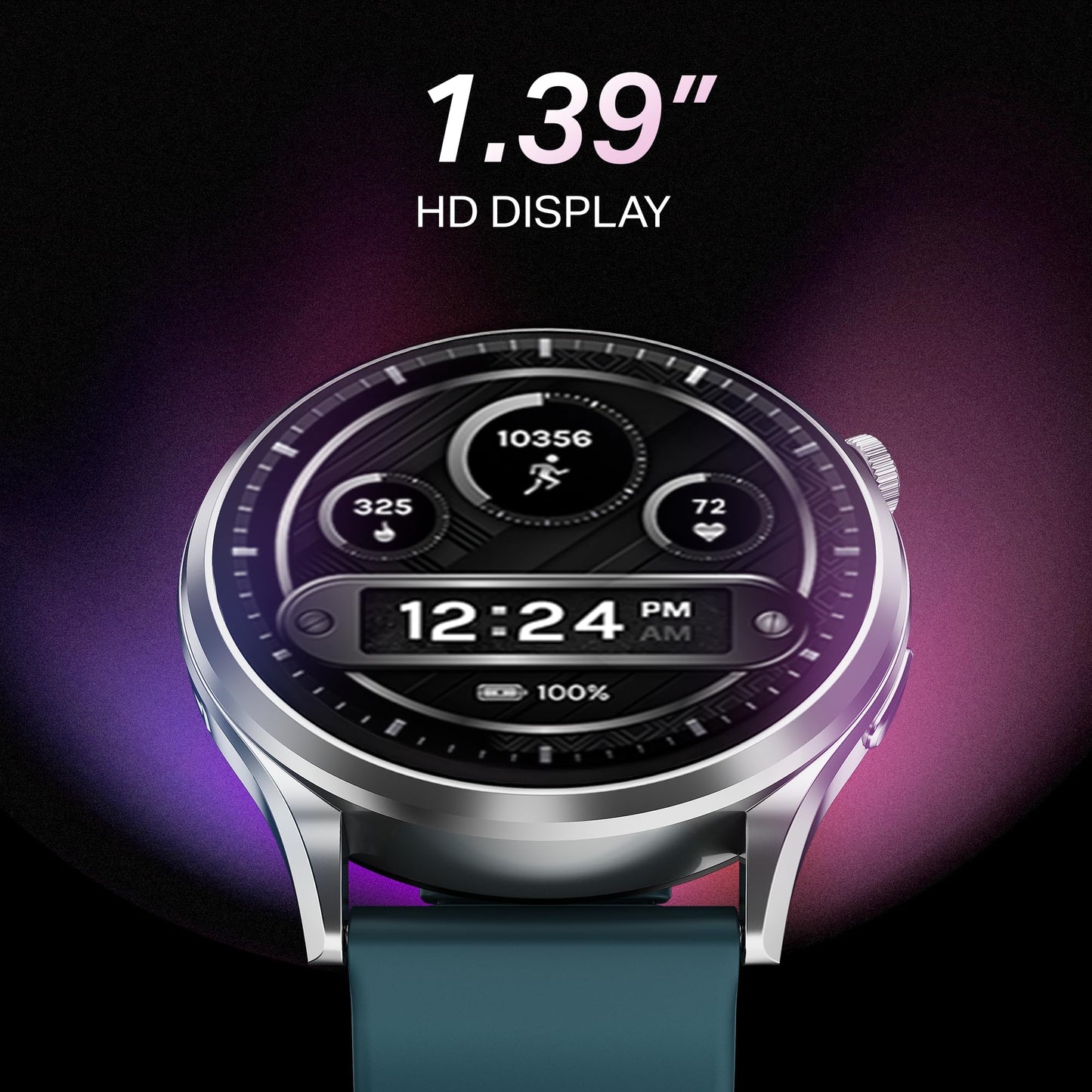 Boat Lunar Discovery Pro, 1.39" HD Display, QR Tray, Emergency SOS, Functional Crown, Multiple Sports Modes, BT Calling, HR, SpO2 & Sleep Tracking, Smart Watches for Men & Women (Active Blue)