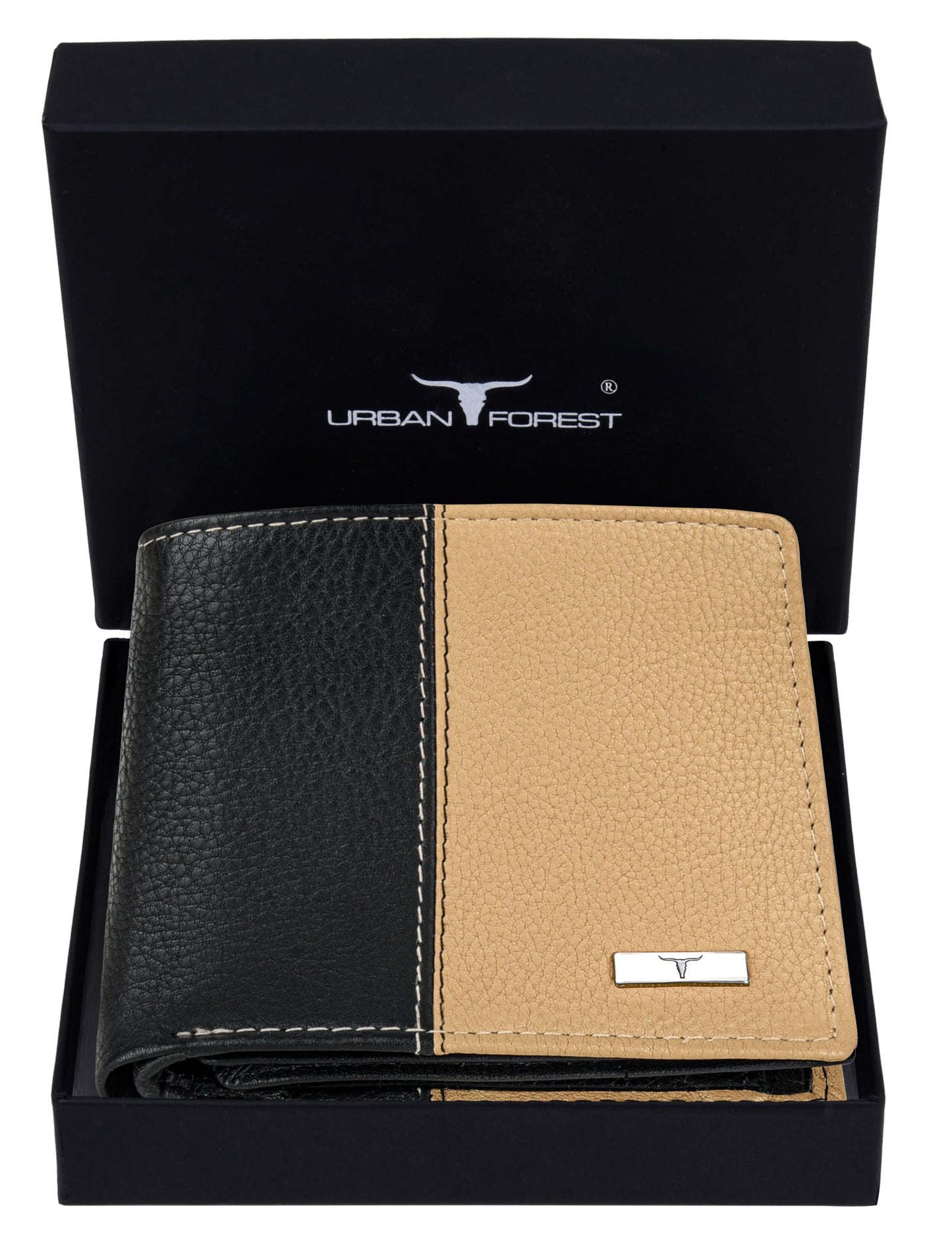 URBAN FOREST Archie Black/Beige Leather Wallet for Men