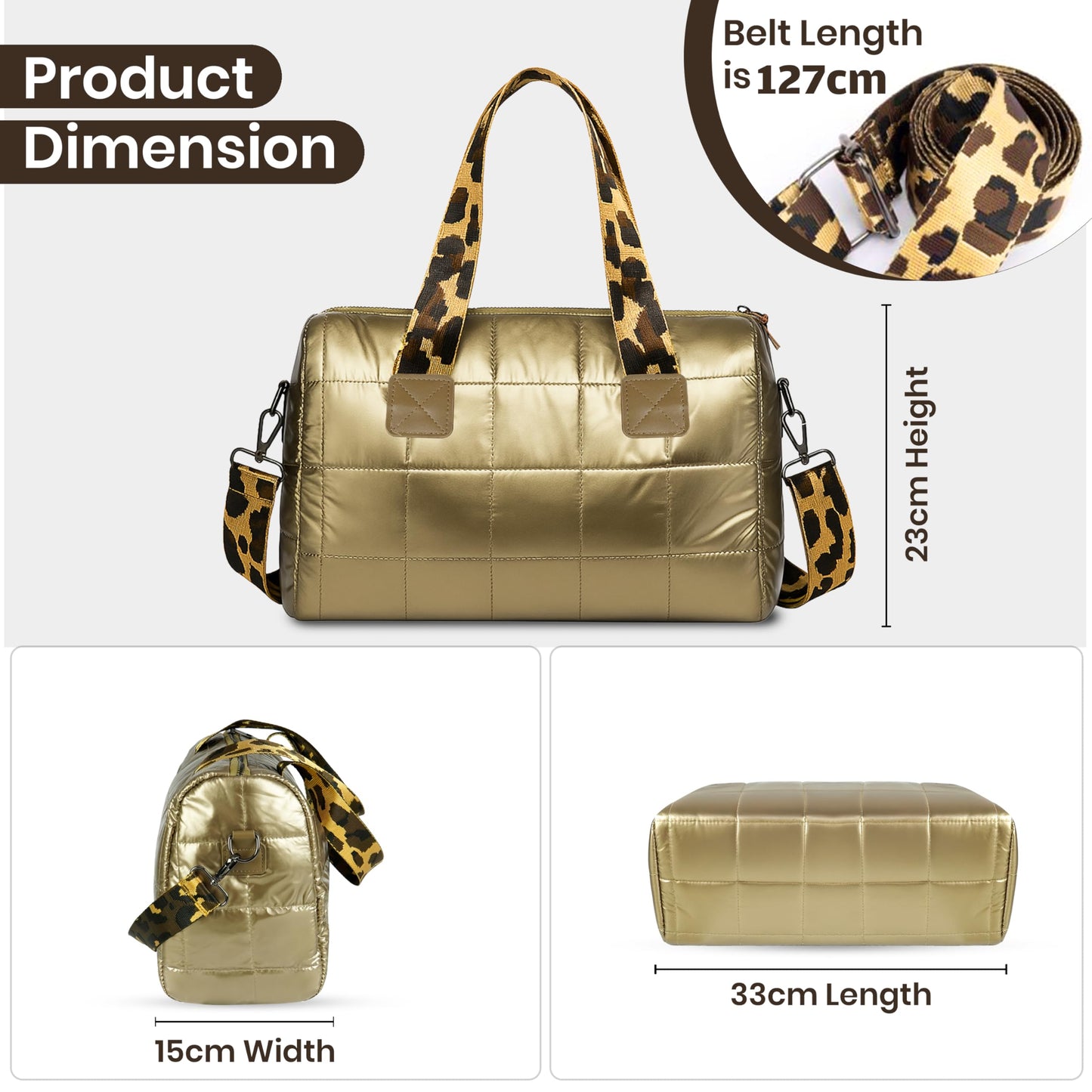 Storite Crossbody Bag, Puffy Purses Top Handle Handbags, Puffer Shoulder Tote Bag for Women - Gold