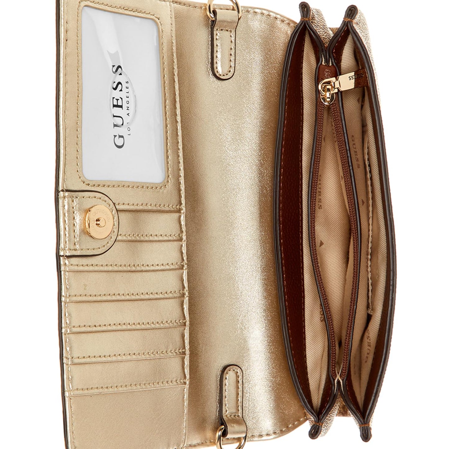 Guess Women's Latte Logo/Brown Printed Crossbody Bag| Ladies Purse Handbags | Gift For Ladies