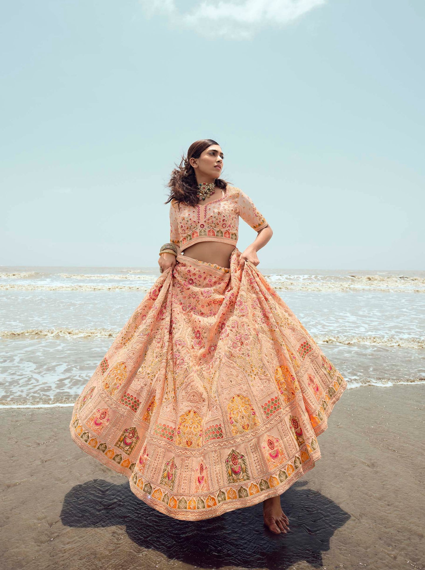 FUSIONIC Dazzling Pink Color Zari Resham and Dori Work Lehenga Choli For Women
