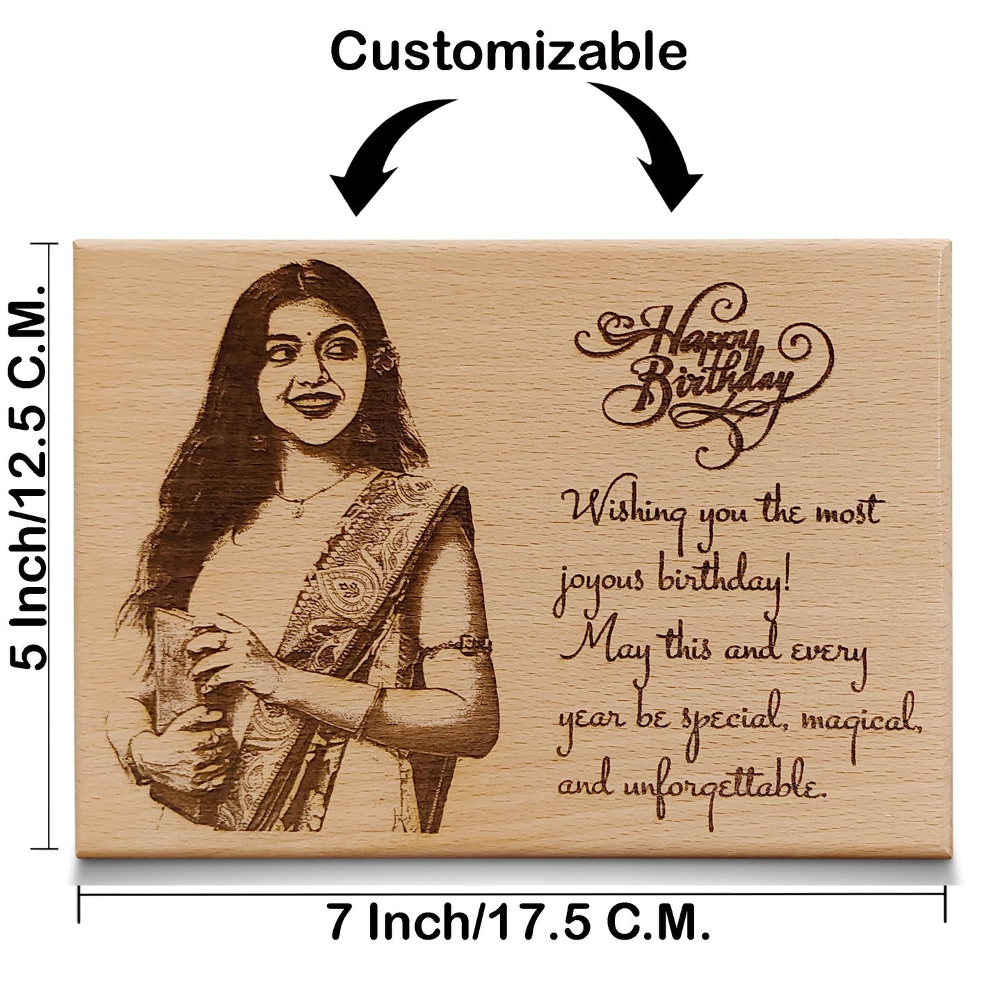 Shivansh Gifts Customize Engraved 5x7 Inch Wooden Photo Frame, Personalized Picture Gift for Birthday,Wedding (Brown, Rectangular)