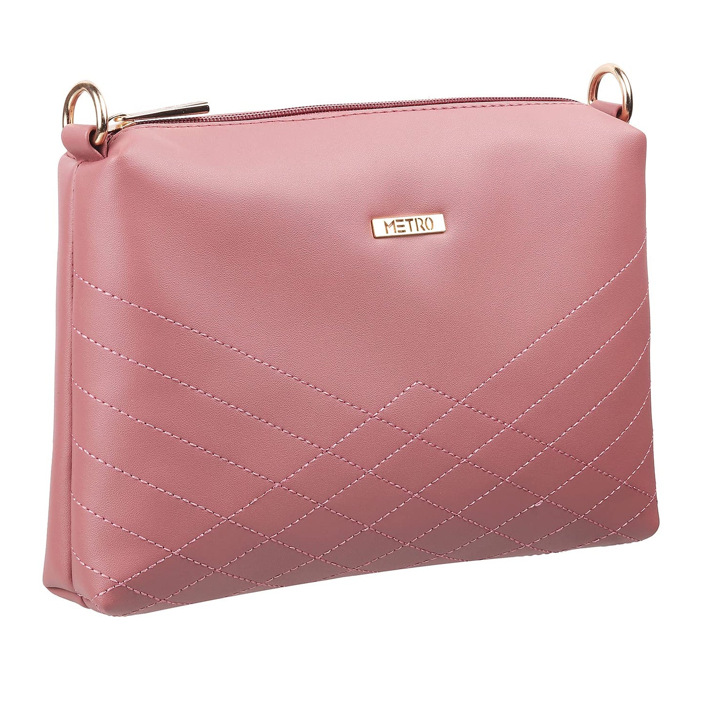 Metro Women Peach Zip Top Sling Bag (66-7352)