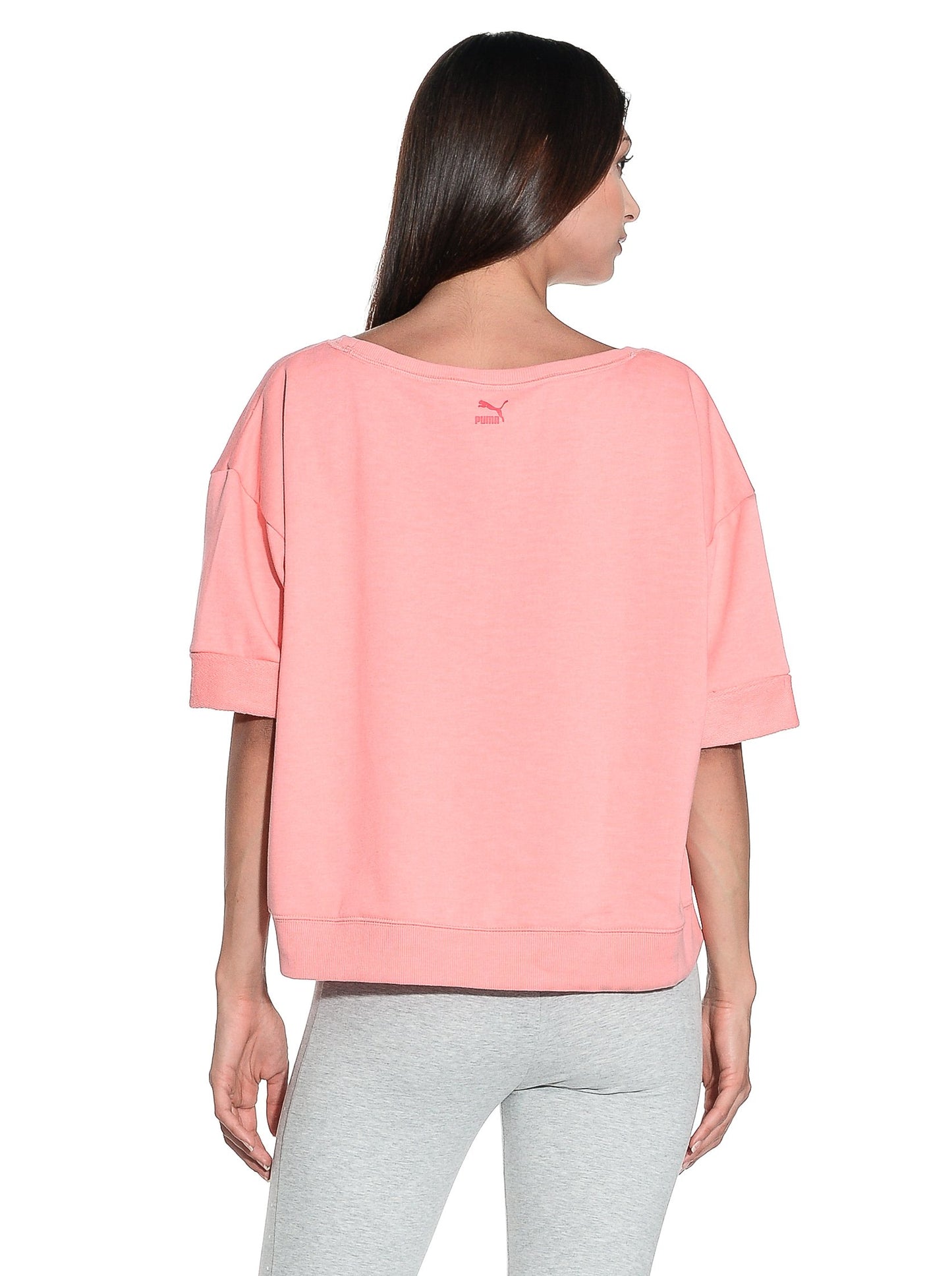 Puma Women's Cotton Regular Slit Neck Pullover Sweater (56854128_Salmon_Large)