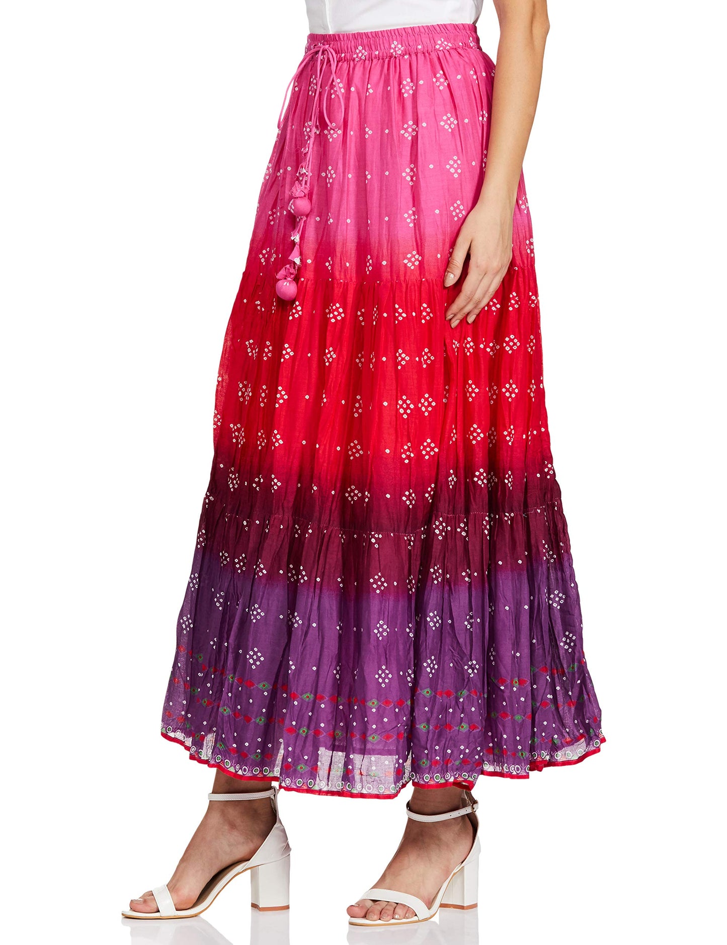 BIBA Women Printed Flared Mix and Match(FUSGYPSY CO1265_RED_L)