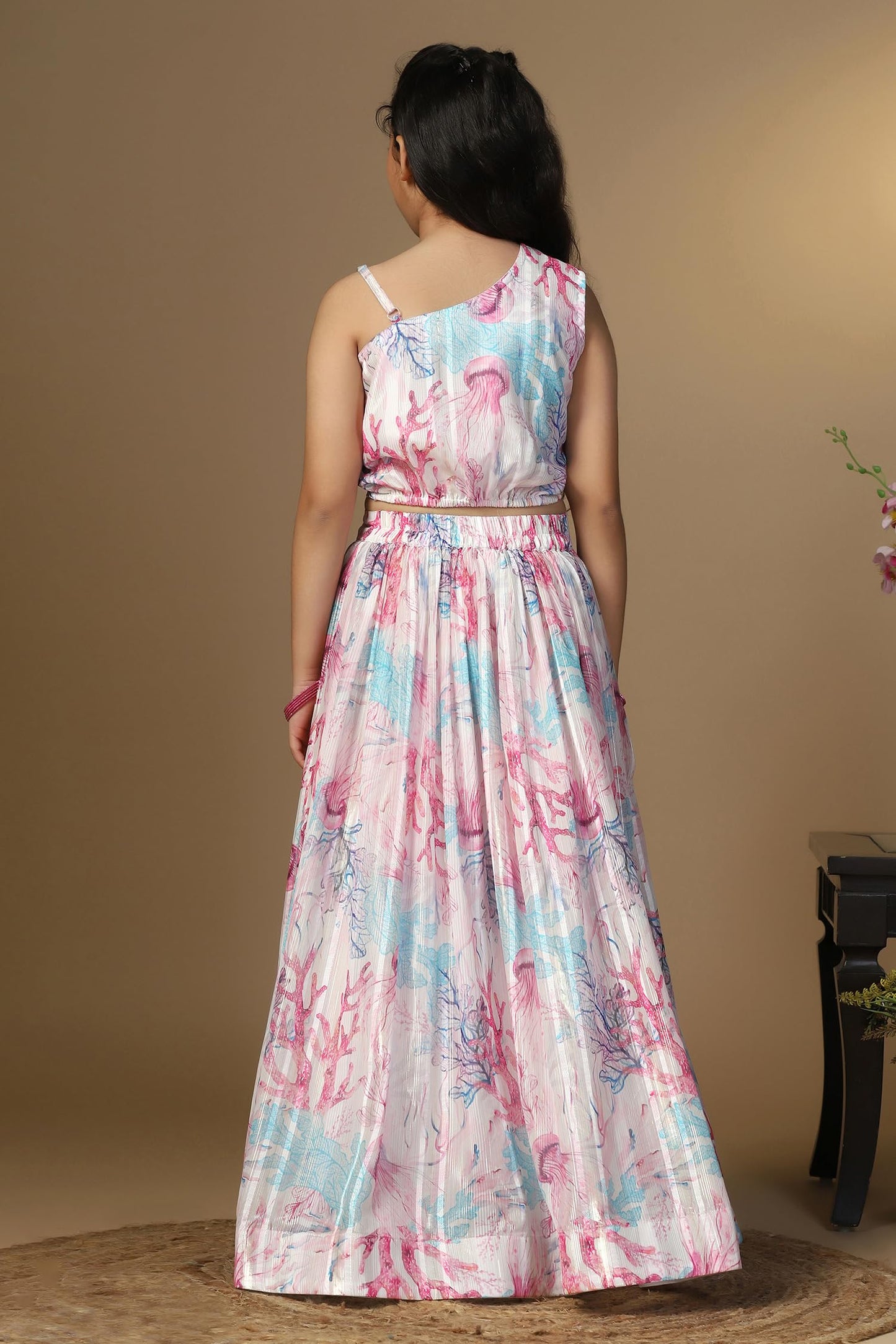 Jwalin Girl’s Georgette Lehenga Choli|Kids Lehenga And Choli|Printed Lehenga Choli(JWGLGC00149 WHT 28_White_7-8 Yrs)