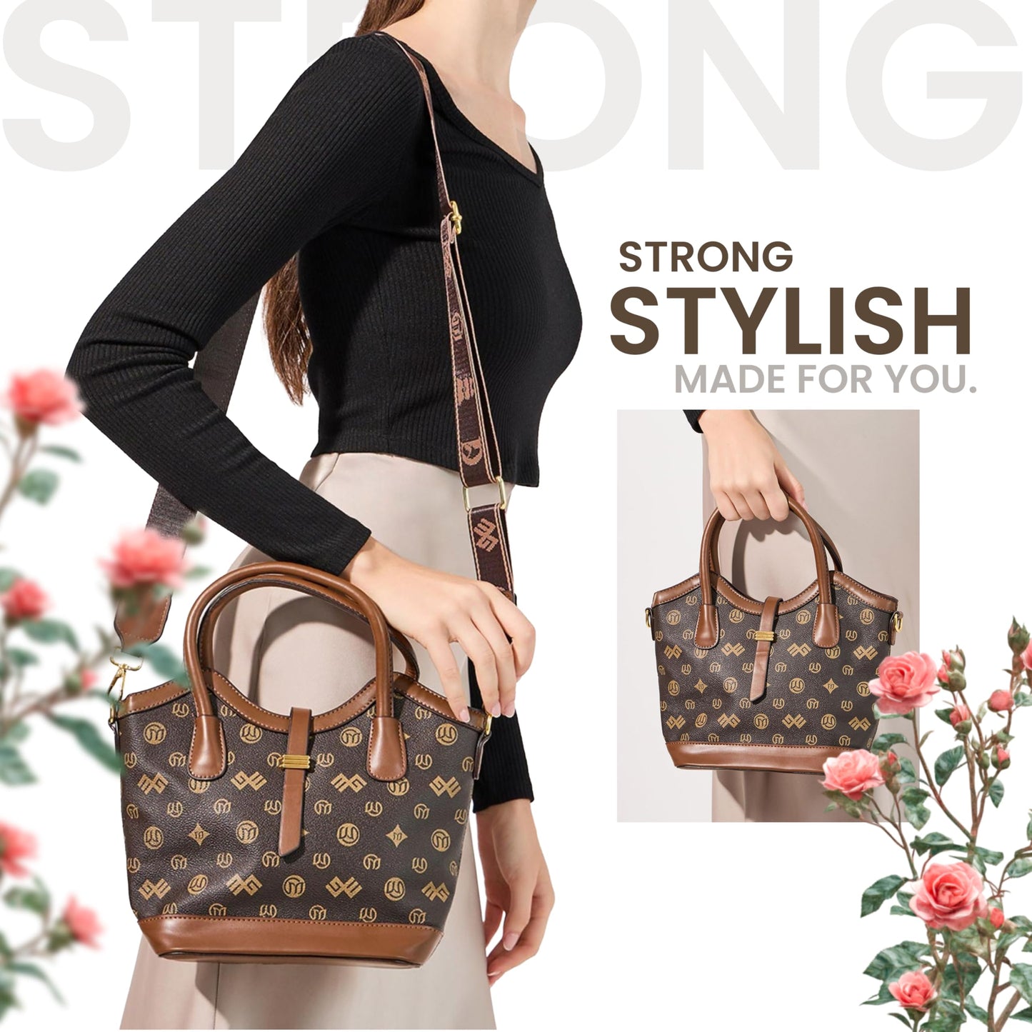 Storite Women Handbag – Elegant Coffee Brown Leather Shoulder Bag for Women’s Everyday Use (29x9x19 cm)