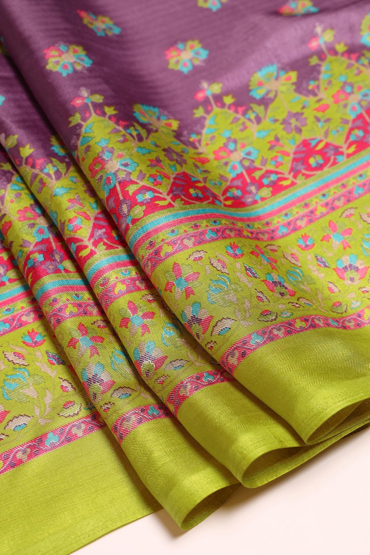 Soch Womens Purple Pashmina Floral Print Saree