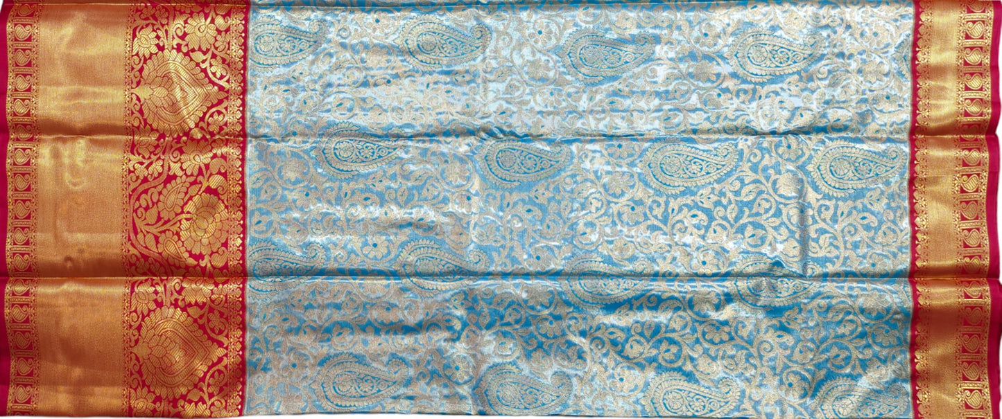 VFCollections Women's Kanchipuram Silk Pure Pattu Sarees With Blouse (VFC109-6)