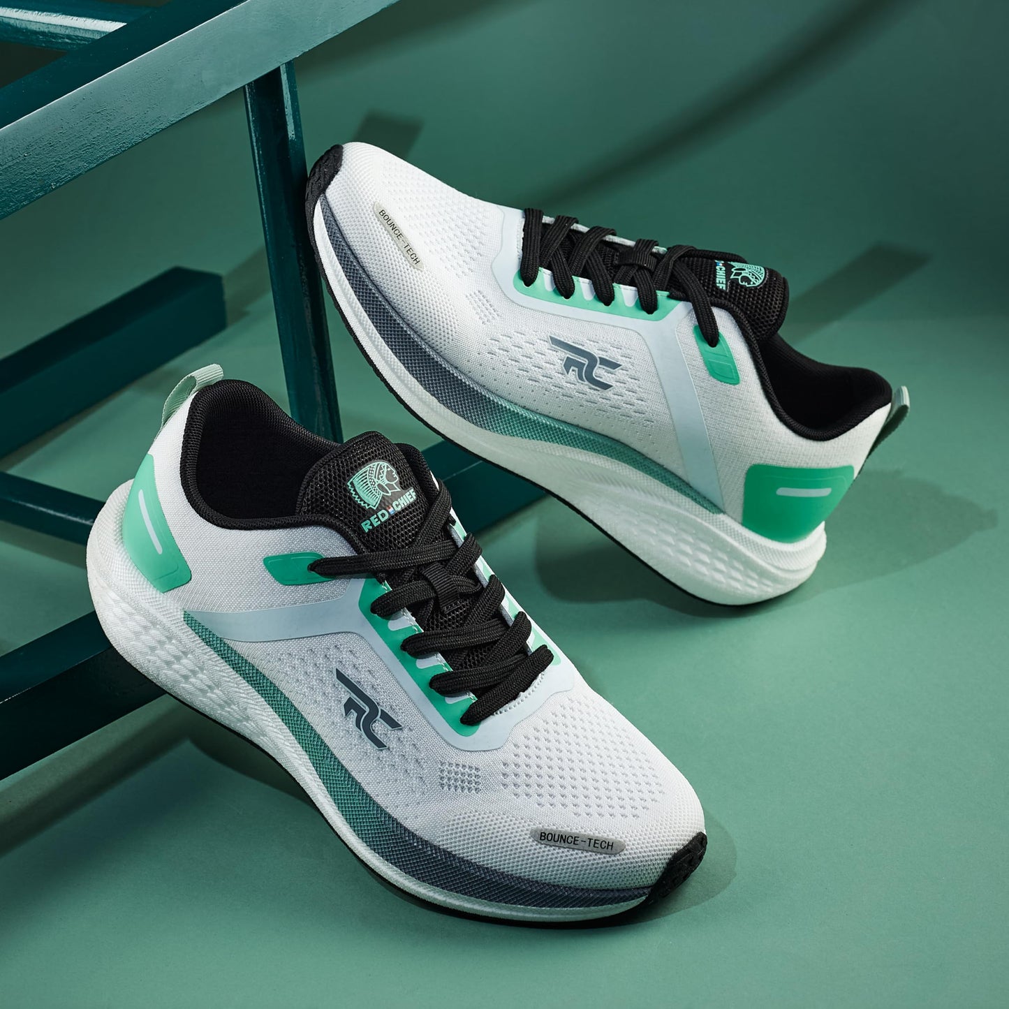 Red Chief Sports Running Shoes for Men & Boys | Stylish Lace-Up Outdoor Shoes | Lightweight Walking-Style Runners | Comfortable Athletic White-Pl.Green | Size-6 | R1710 F055A
