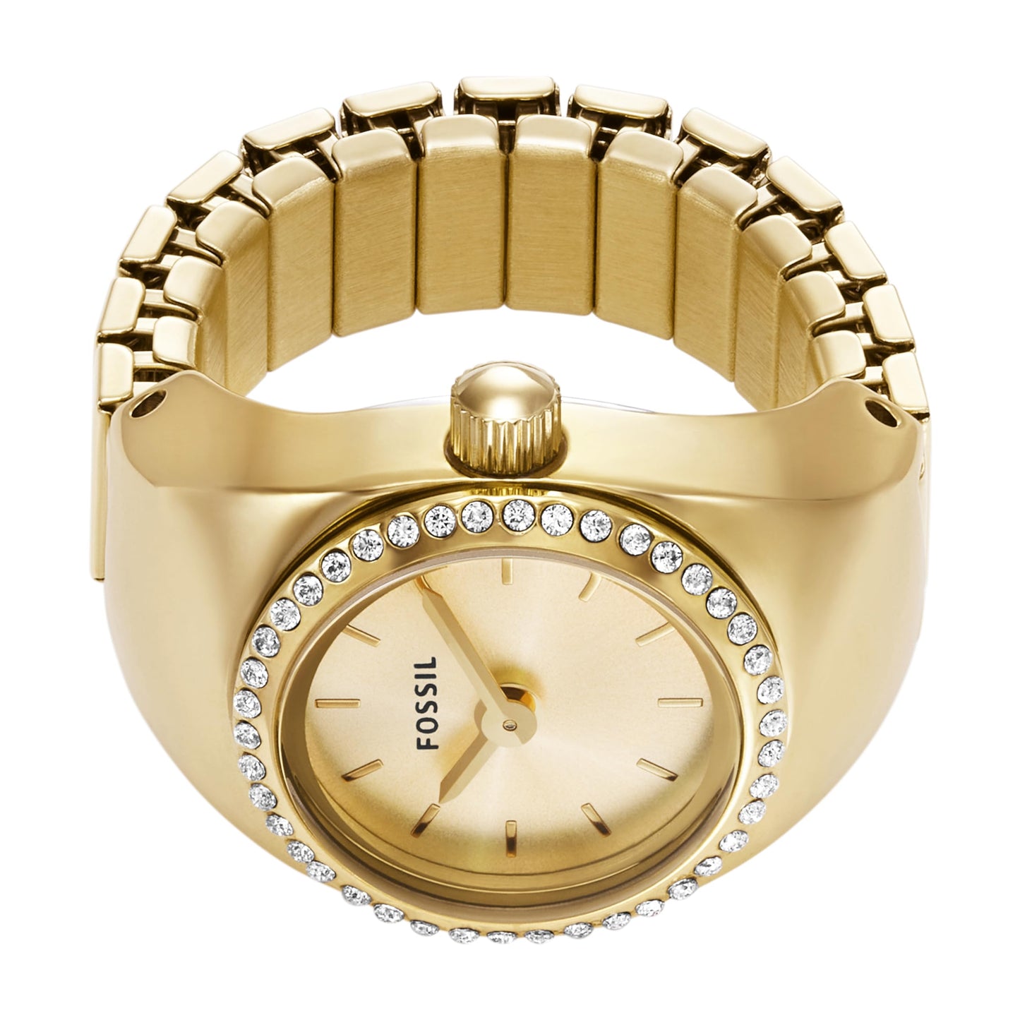 Fossil Watch Ring Gold dial ES5319 for Women, Analog, Stainless Steel, Gold Strap