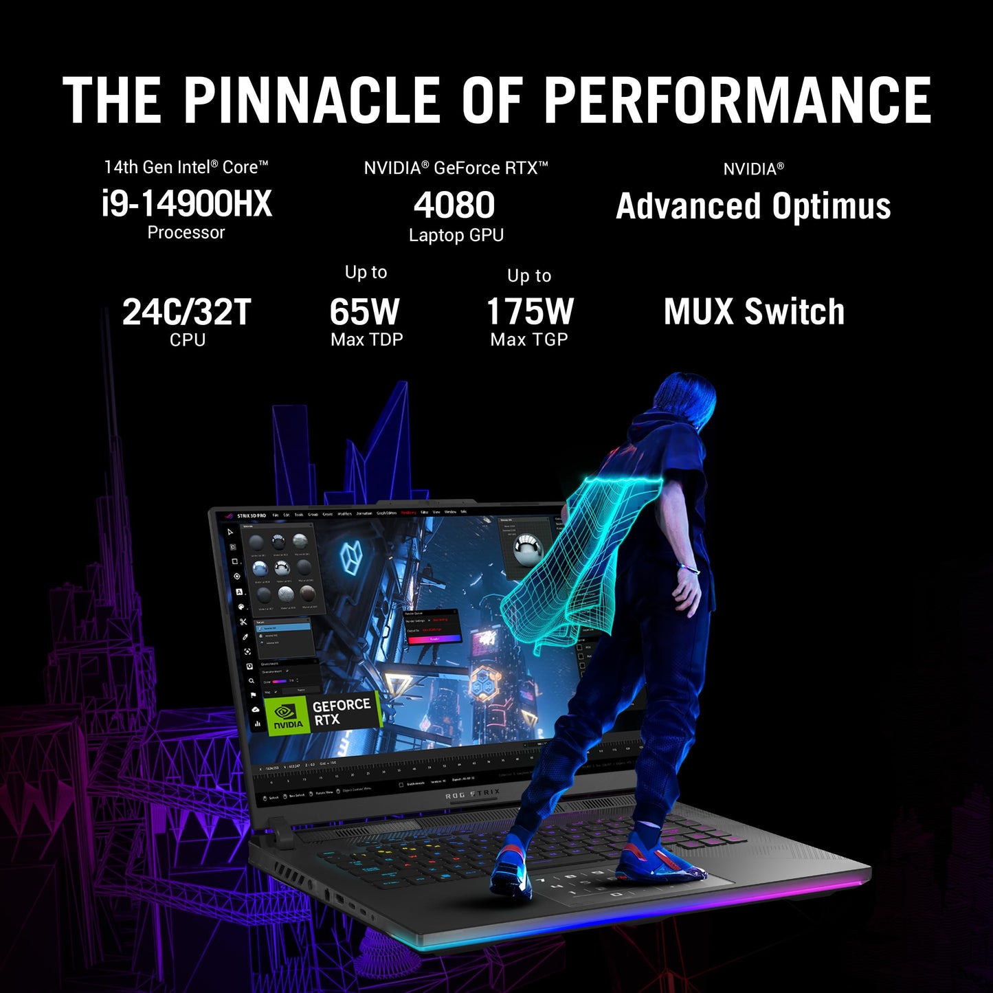 ASUS ROG Strix Scar 16 (2024), Intel Core i9 14900HX 14th Gen, 16"(40.64cm) 2.5K QHD+240Hz, Gaming Laptop (32GB DDR5/2TB SSD/12GB RTX 4080/Win11/Per-Key RGB/90WHr/Black/2.65Kg),G634JZR-CM932WS