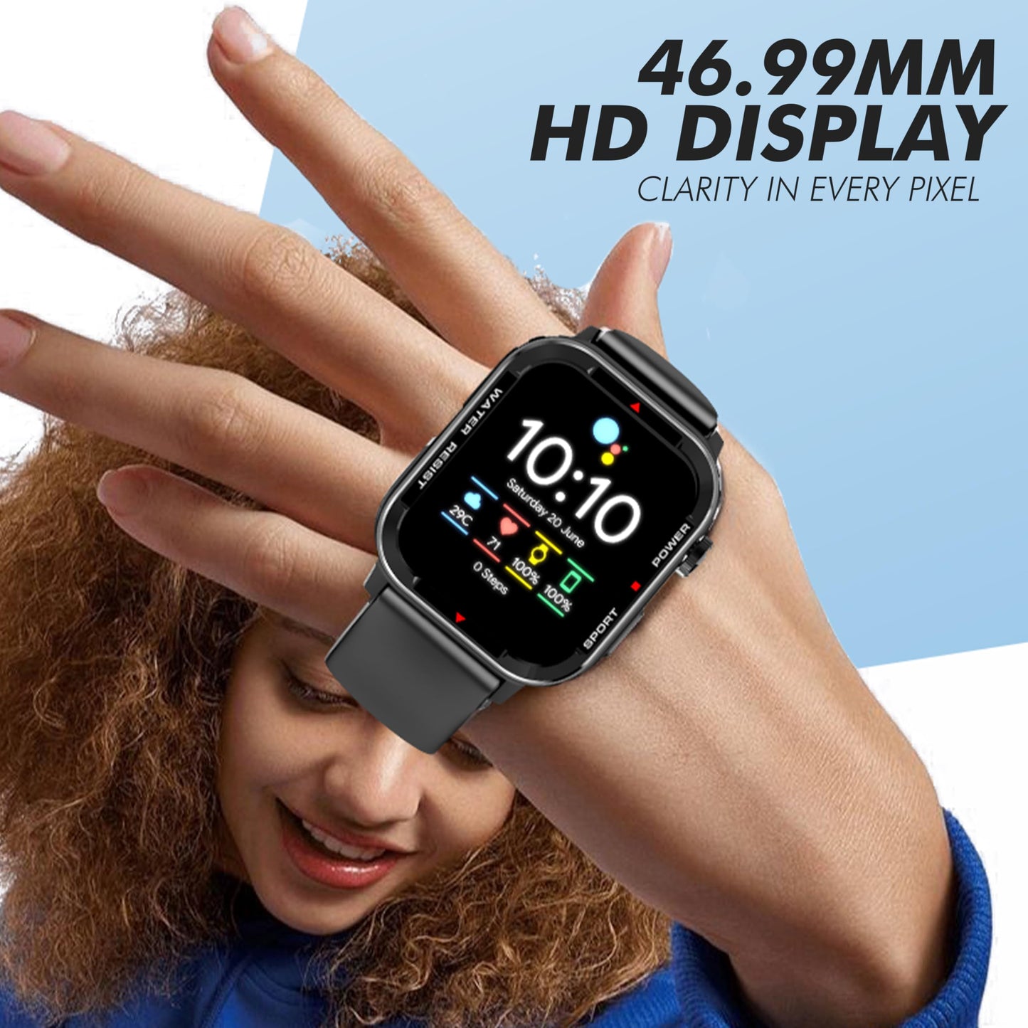 Nervfit Newly Launched Phoenix Smartwatch 1.85" NervX OLED Display, Bluetooth Calling, IP67 Waterproof, Fitness & Health Tracker with Heart Rate, SpO2, Stress & Sleep Monitoring (Midnight Black)