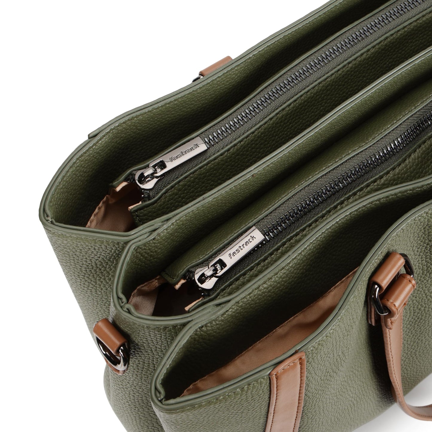 Metro Carry Laptop Tote | Faux-Leather Women's Handbag | Olive with Tan Details | 14" Laptop Compatible | Dual Carry Options | Pebbled Texture